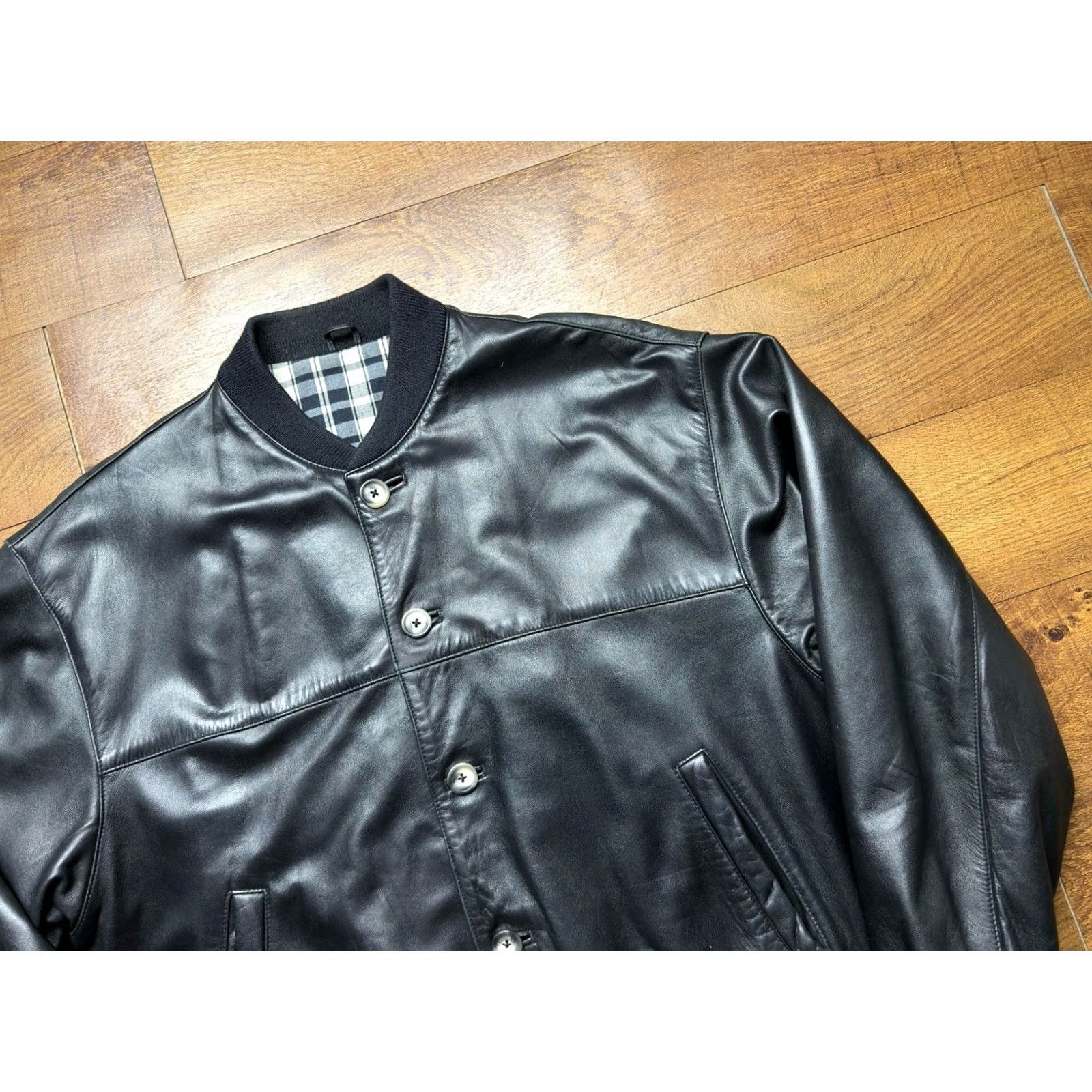 Luciano Barbera VINTAGE Luciano Barbera Jacket Leather Bomber Black Men’s Large 42 Italy Size US L / EU 52-54 / 3 - 4 Thumbnail
