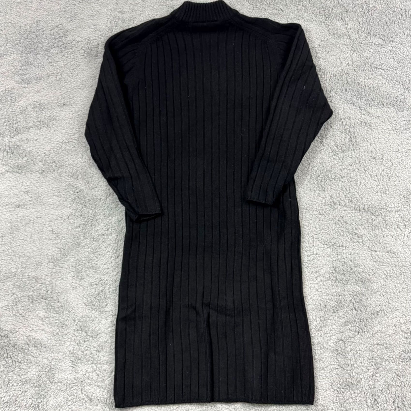 Liz Claiborne VINTAGE Liz Claiborne Sweater Dress Womens M Knit Mock Neck Long Sleeve Black Solid 50s 80s 90s Angel Cat City Logo Dress Womens Size M / US 6-8 / IT 42-44 - 5 Thumbnail