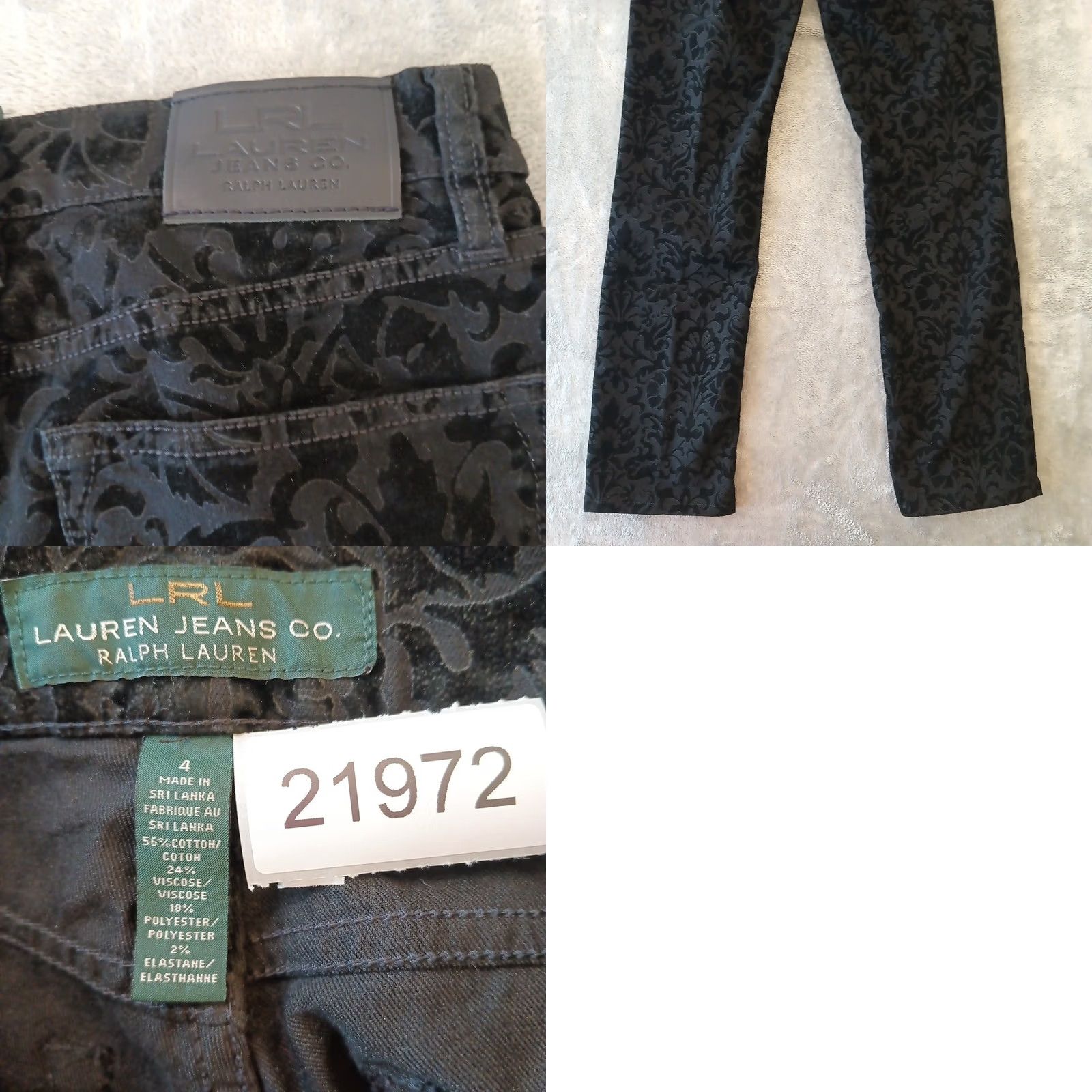 Ralph Lauren Lauren Ralph Lauren Pants Womens Size 4 Black Floral Velvet 27x29 Mid Rise Pants Size 27" / US 4 / IT 40 - 8 Thumbnail
