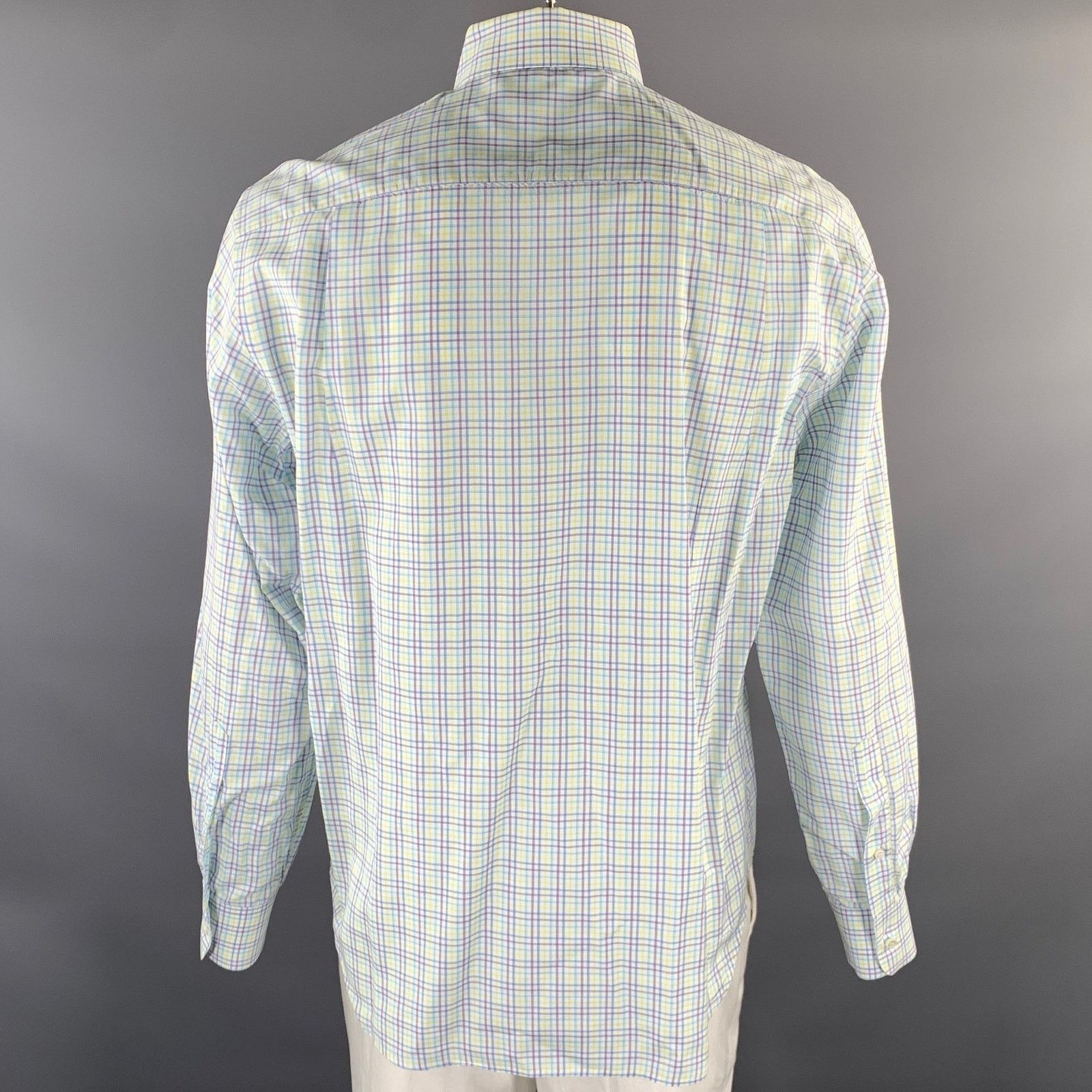 Loro Piana LORO PIANA White Purple Green Blue Plaid Long Sleeve Shirt Size US XL / EU 56 / 4 - 4 Thumbnail