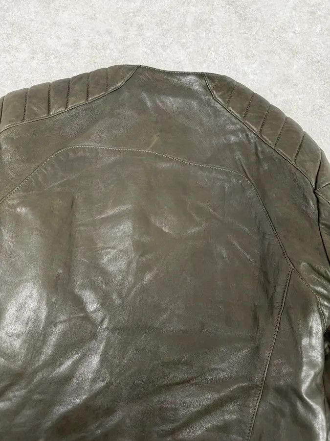 Balmain 2000s Balmain Khaki Quilted Biker Leather Jacket Size US M / EU 48-50 / 2 - 8 Thumbnail