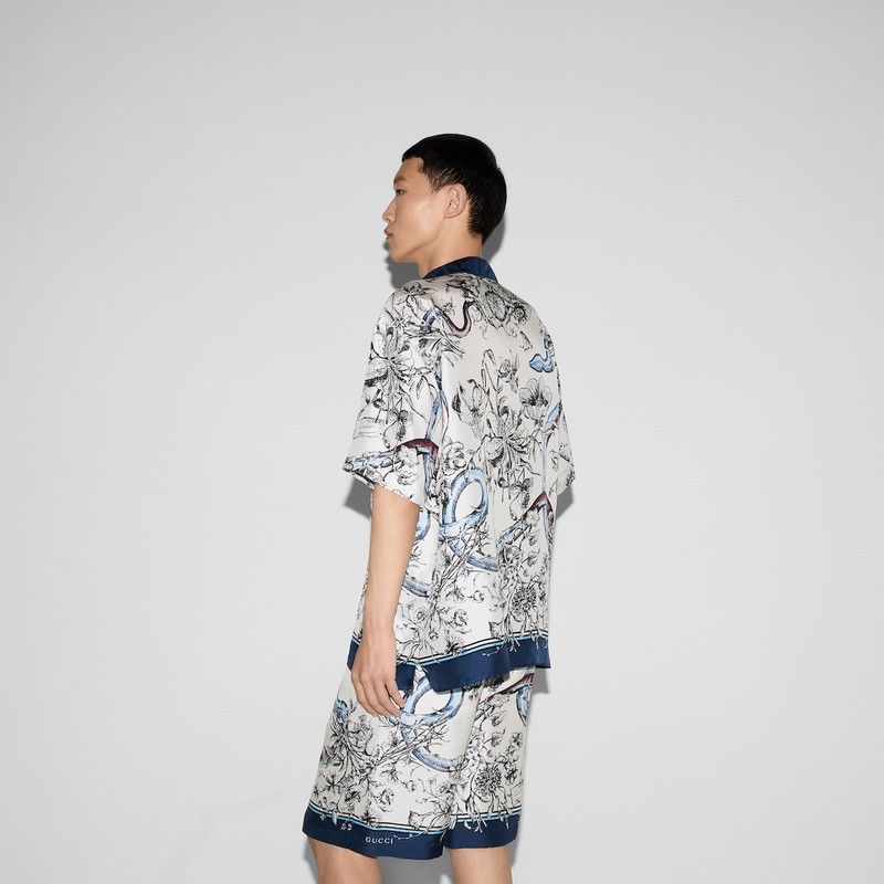 Gucci o1loc1c0226 794907 Printed Silk Shirt in Multicolor Size US M / EU 48-50 / 2 - 5 Thumbnail