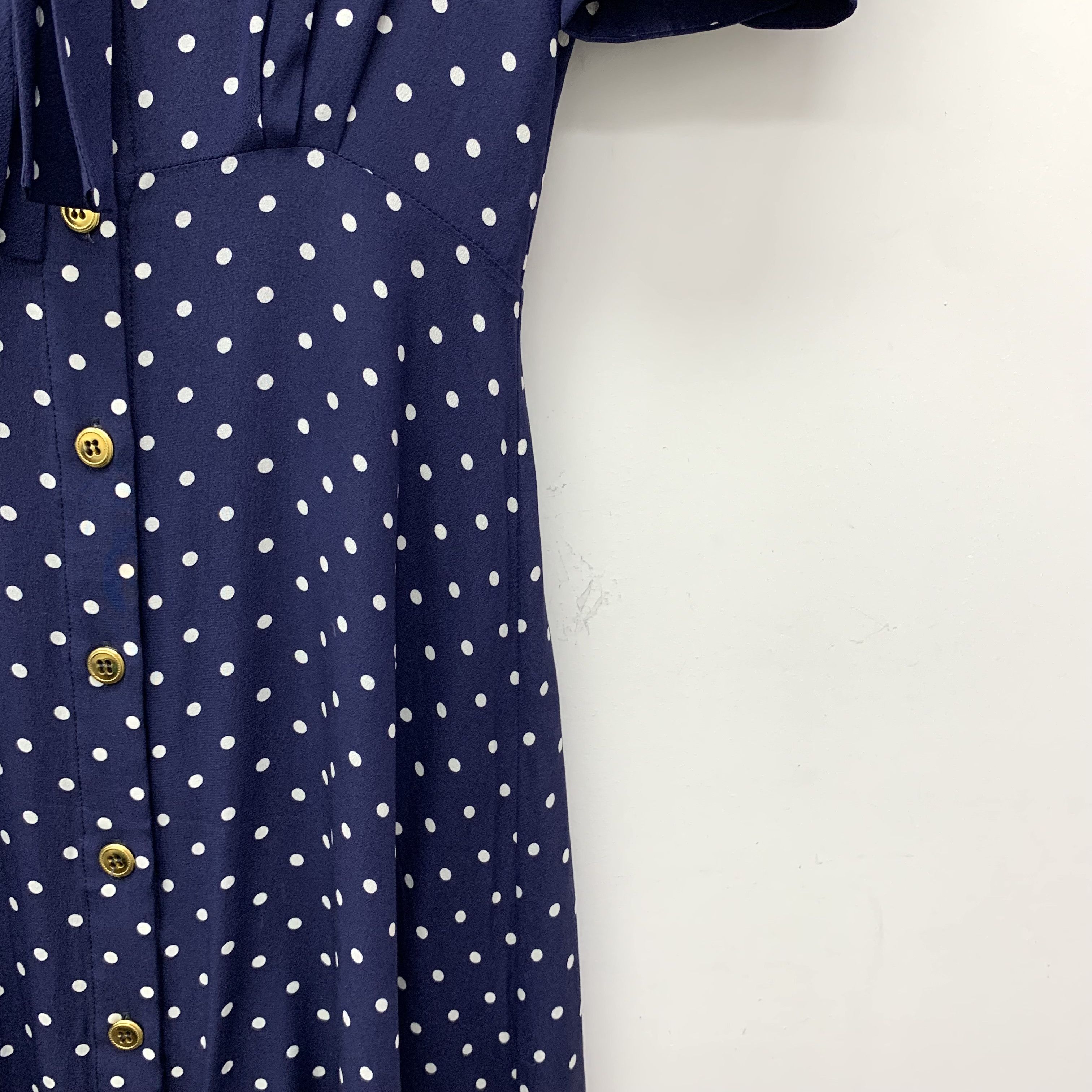 Miu Miu MiuMiu Polka Dot Silk V-NeckShort Sleeve Dress (Size XS) Size XS / US 0-2 / IT 36-38 - 6 Thumbnail
