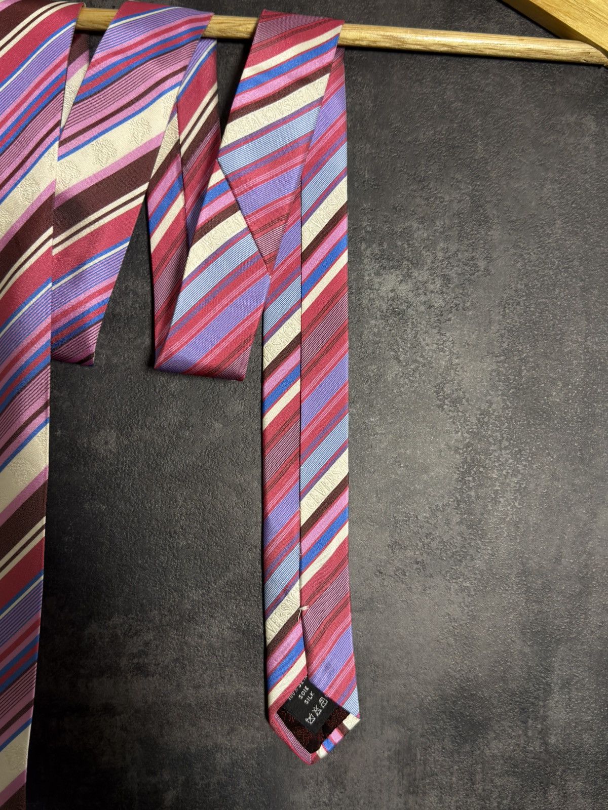 Versace Rare Vintage Versace Medusa Striped Silk Tie ysl gucci prada Size ONE SIZE - 6 Thumbnail