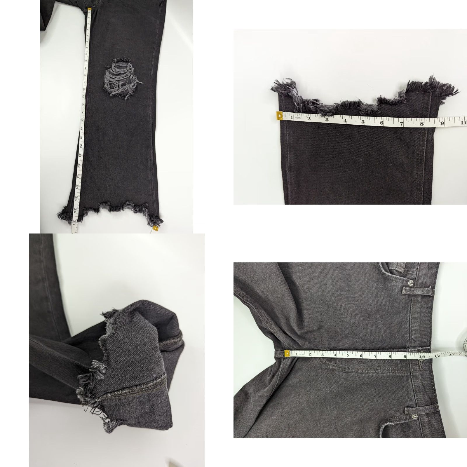 Free People Free People Jeans Maggie Mid Rise Straight Leg 30 Distressed Button Fly 90s Y2K Jeans Black Gray 100% Cotton Denim Women Vintage No Size 30" / US 8 / IT 44 - 8 Thumbnail