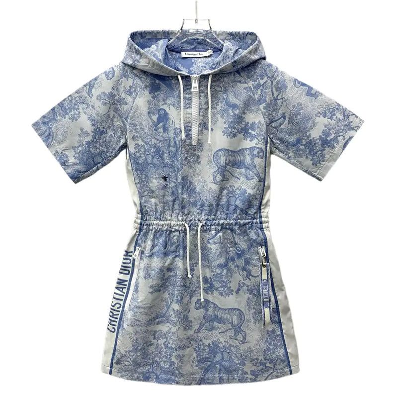 Dior Dior Blue Polyester Hooded Dress for Women 0089 Size XXS / US 00 / IT 34 - 1 Thumbnail