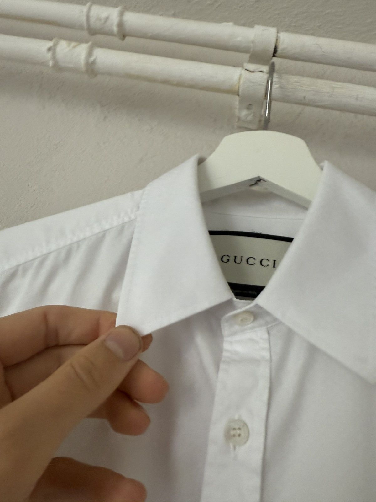 Gucci White Diamond-Pattern Textured Cotton Shirt Size US M / EU 48-50 / 2 - 6 Thumbnail