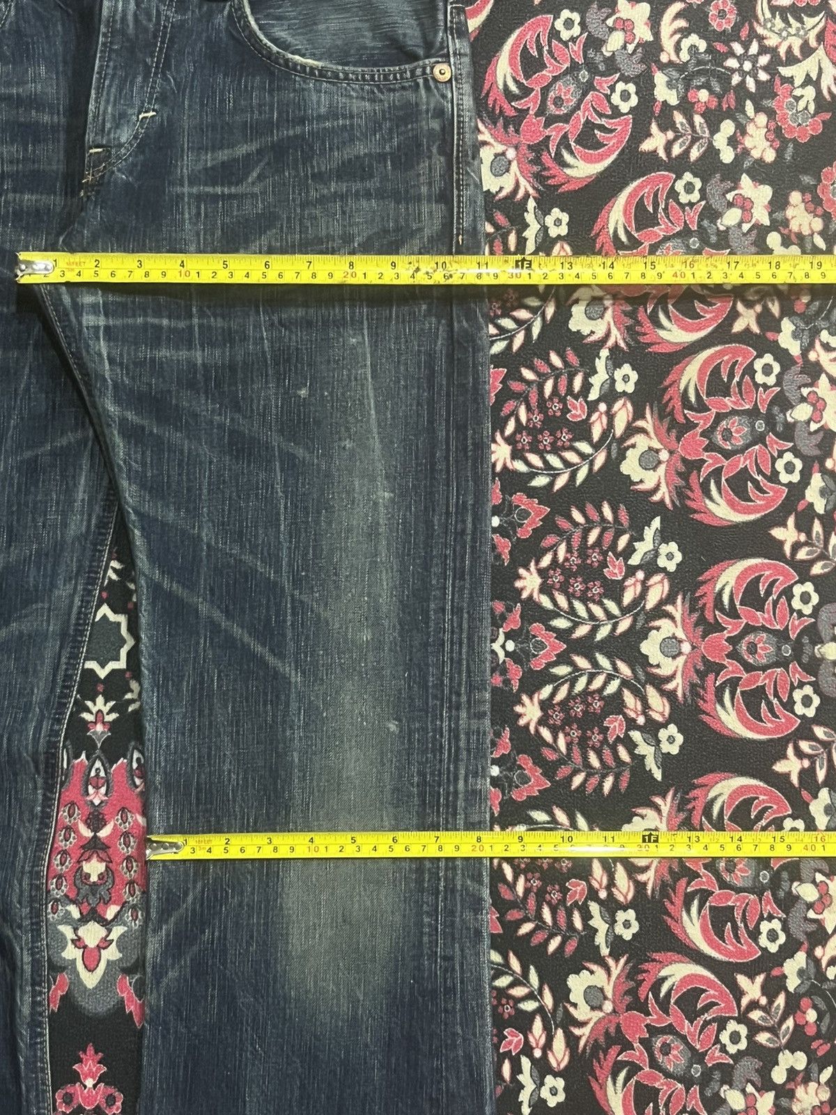 Number (N)ine Edwin 503 Japan Blue Trip Dark Blue Frayed Leg Flare Jeans Size US 30 / EU 46 - 15 Thumbnail