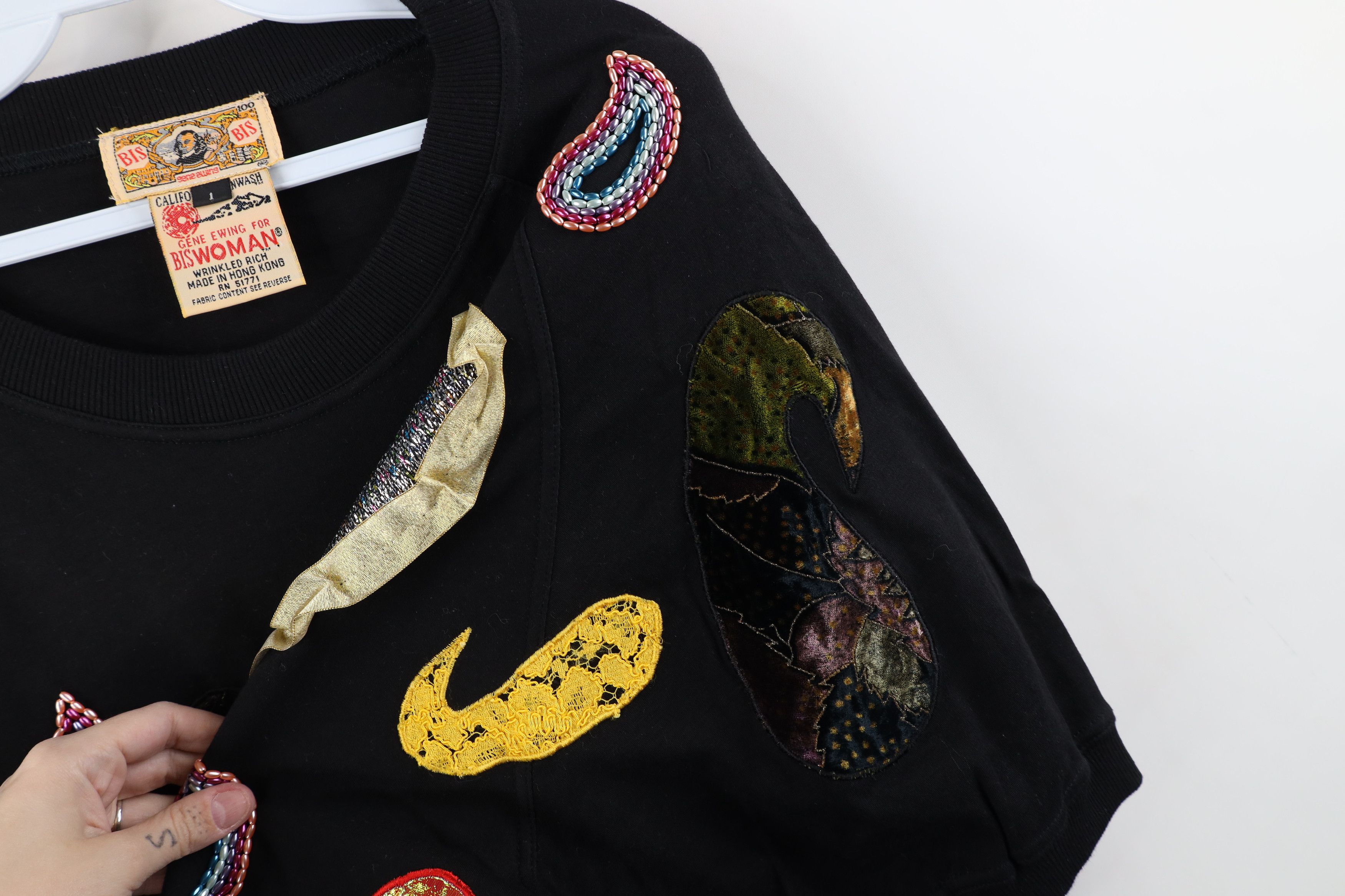 Vintage Vintage 90s Streetwear Patchwork Beaded Short Sleeve T-Shirt Size XL / US 12-14 / IT 48-50 - 6 Thumbnail