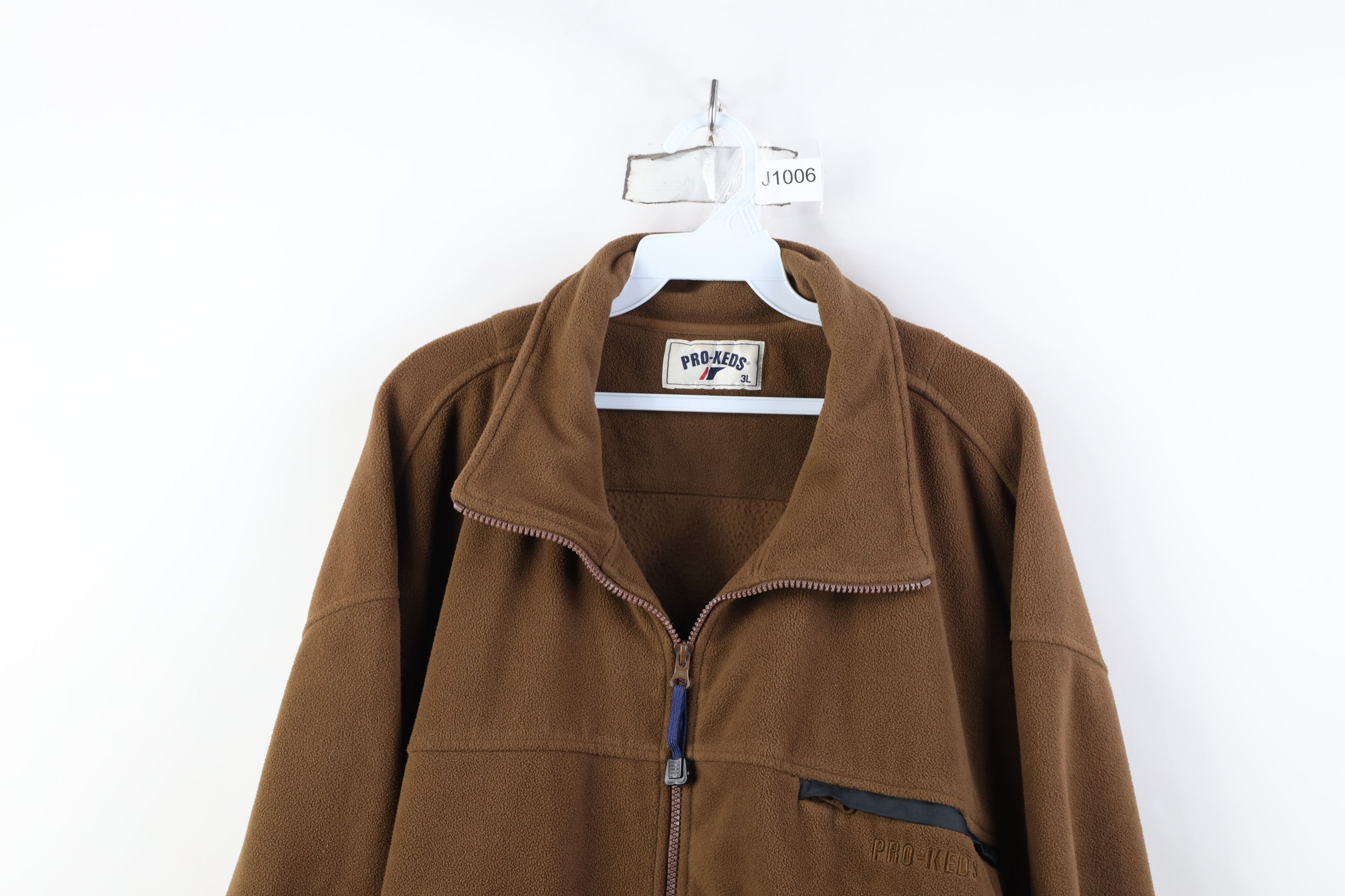 Pro-Keds Vintage 90s Keds Pro Keds Spell Out Fleece Jacket Brown Size 3XL / US 20-22 - 2 Thumbnail