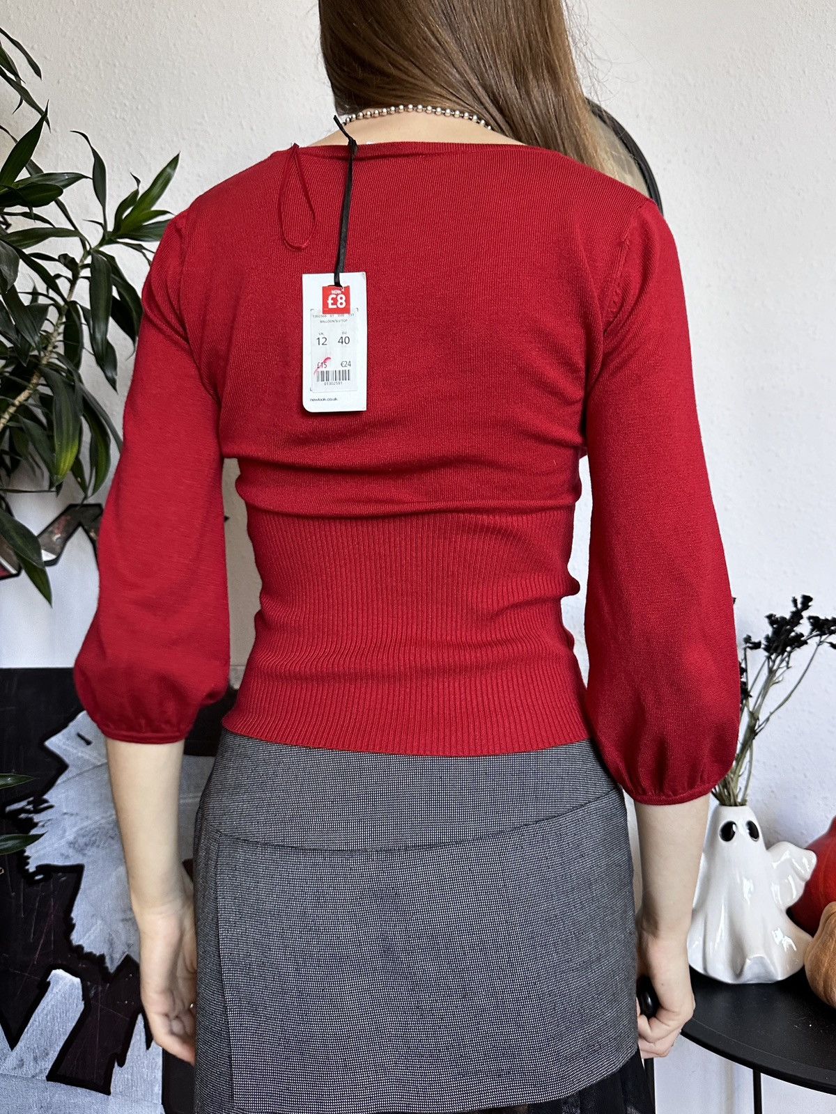 Japanese Brand × Vintage Red Autumn Retro Knitted 3/4 Wrap Sweater Pullover Size M / US 6-8 / IT 42-44 - 3 Thumbnail