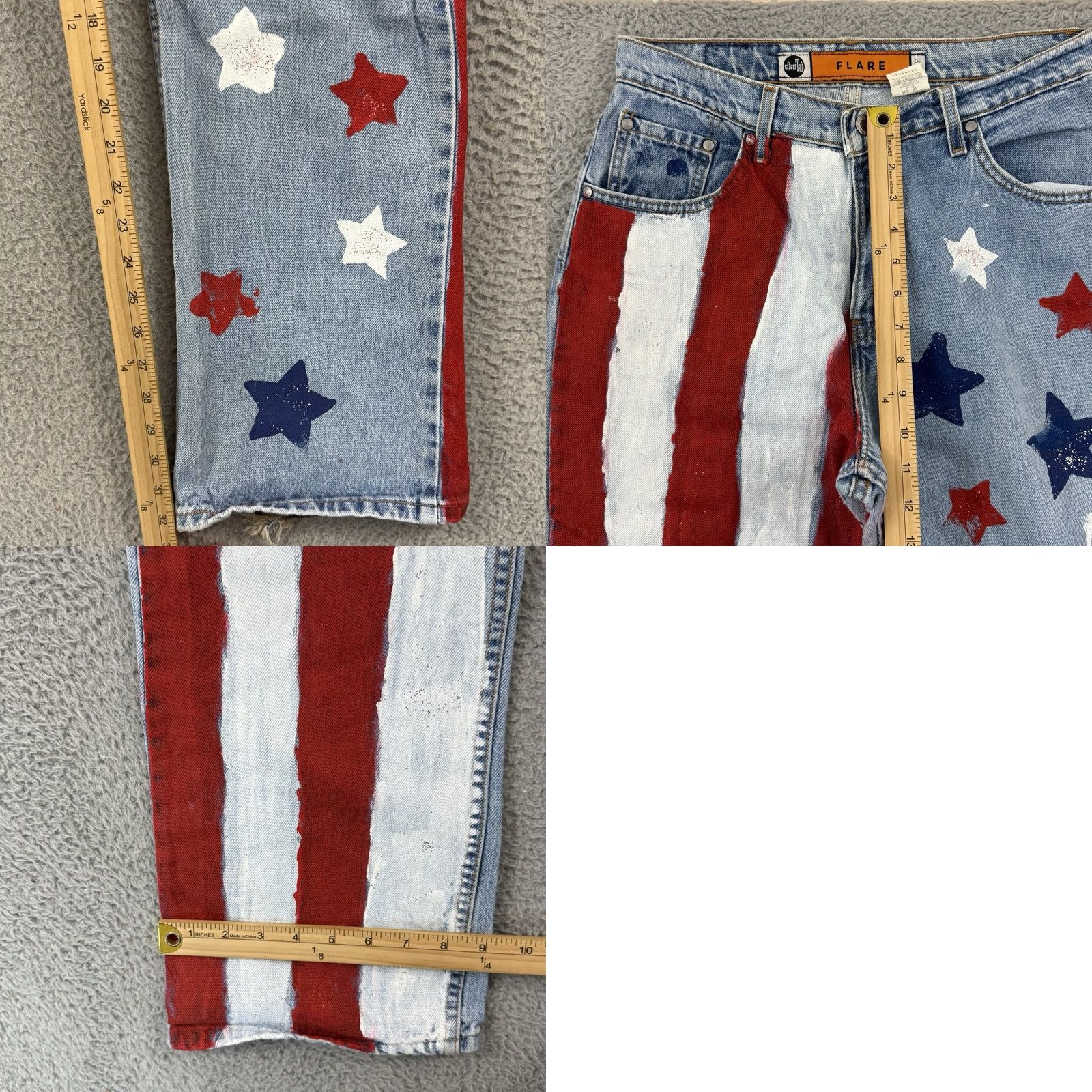 Levi's VINTAGE Levi's Silvertab Jeans Womens Jeans 90s Blue USA Flag Flare Leg 13 Juniors Denim Zip Waist 32 Inseam 32 Pockets Logo Size 34" / US 12 / IT 48 - 9 Thumbnail