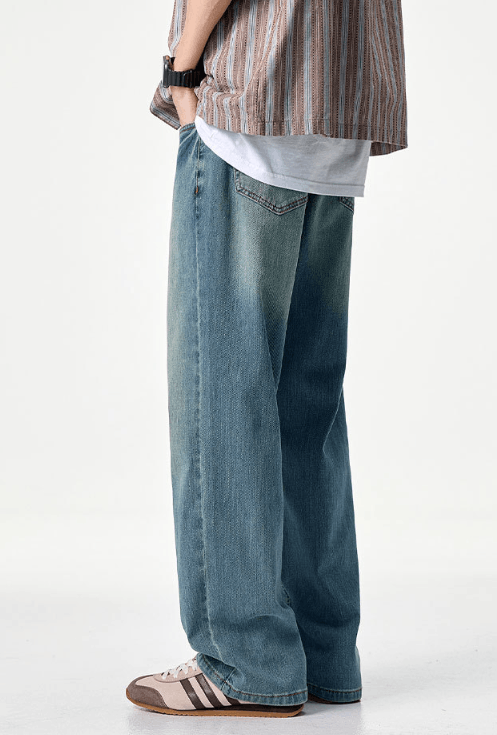 Japanese Brand × Jean Men's elastic retro distressed trendy clanfit straight jeans Size US 32 / EU 48 - 5 Thumbnail