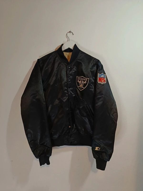 NFL Los Angeles Raiders Vintage 80s Starter Satin Bomber Jacket Size US L / EU 52-54 / 3 - 4 Thumbnail