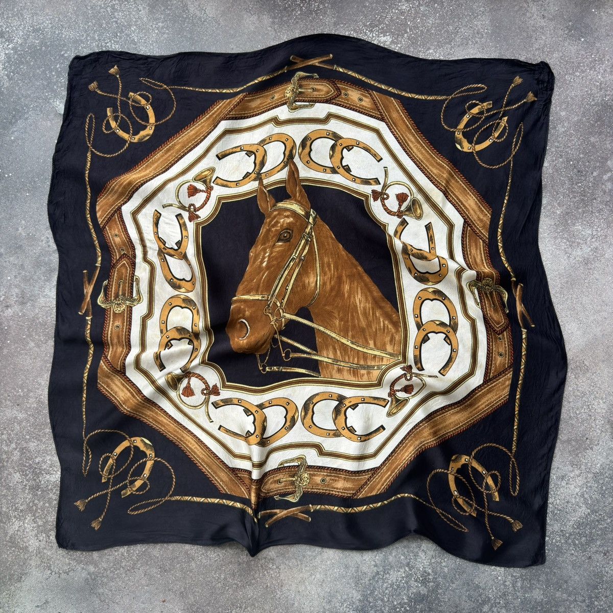 Vintage Italian Vintage Horse Head Silk Scarf Size ONE SIZE - 2 Thumbnail