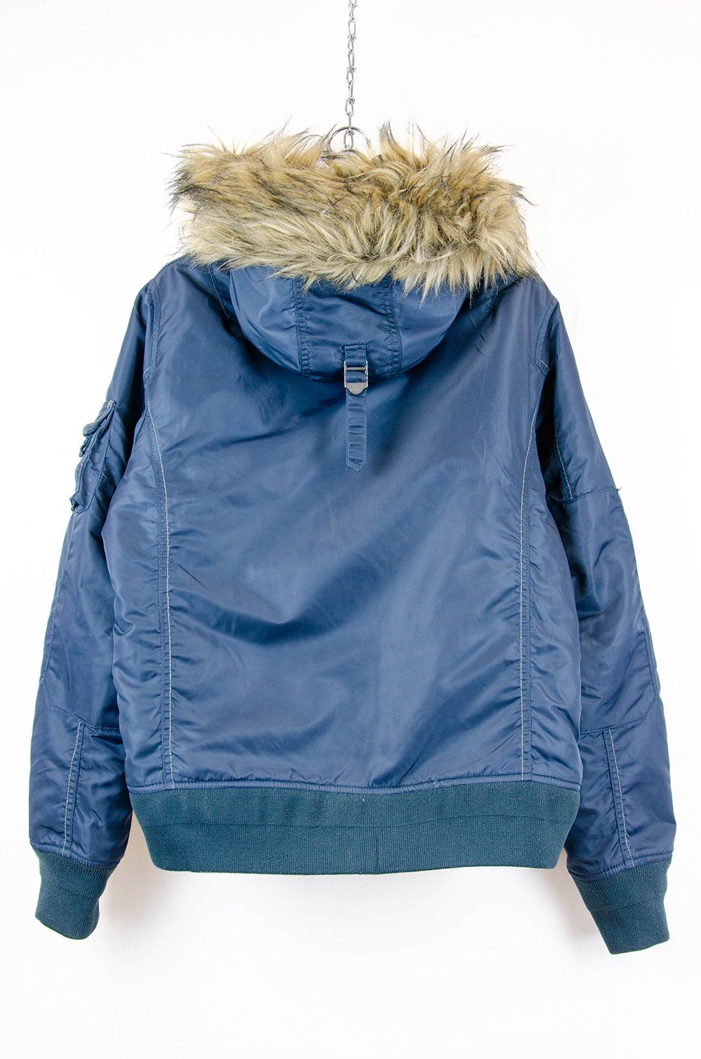Schott Schott NYC Navy Hooded Bomber Jacket Faux Fur Trim - Size L Size US L / EU 52-54 / 3 - 2 Thumbnail