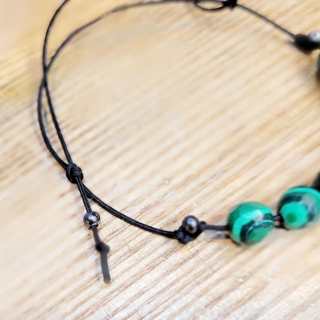 Handmade Malachite adjustable slide knot bracelet Size ONE SIZE - 3 Thumbnail