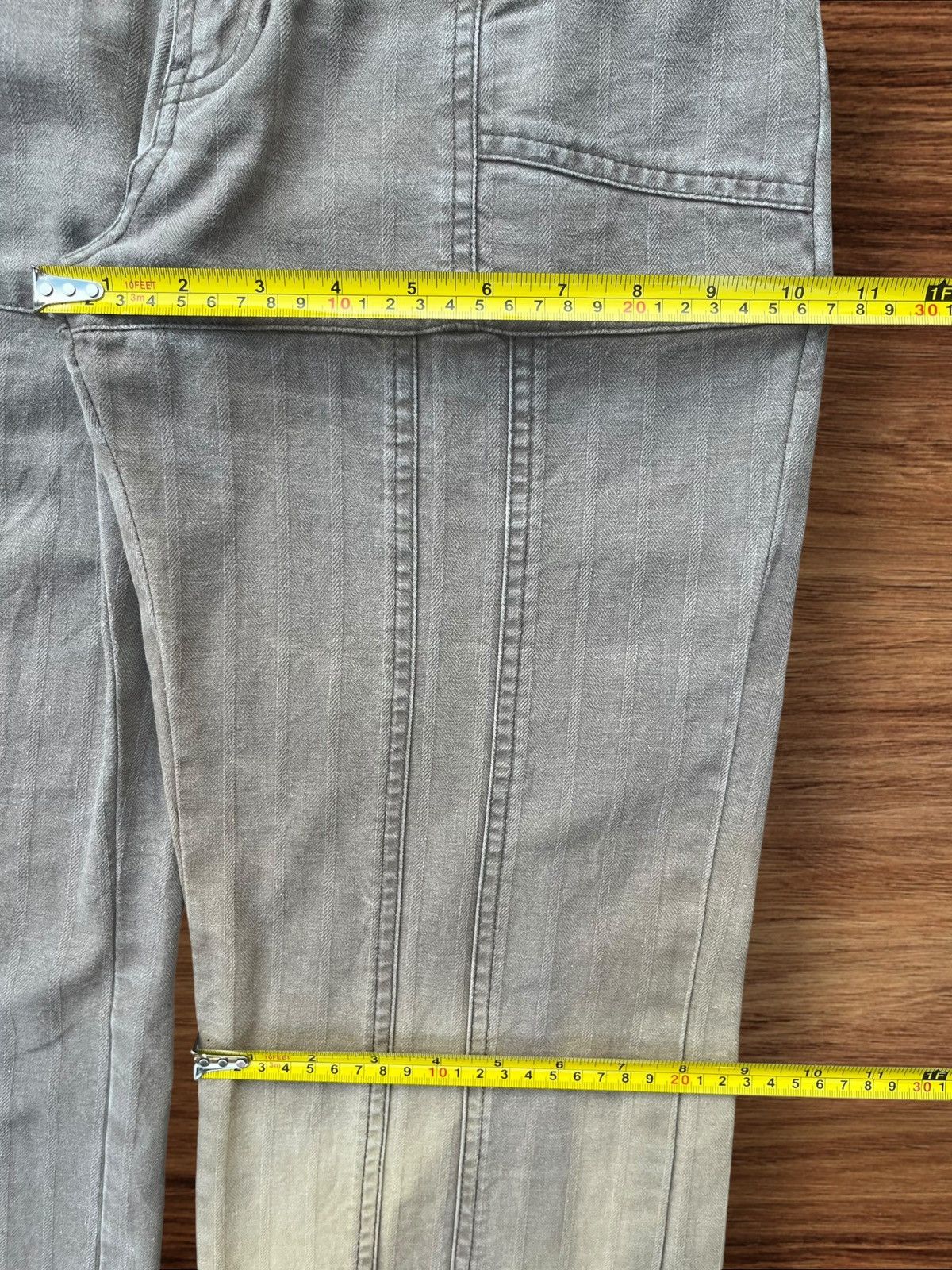 Japanese Brand Vintage Grunge Stripped Sun Faded Double Pocket Flare Pants Size US 29 - 12 Thumbnail
