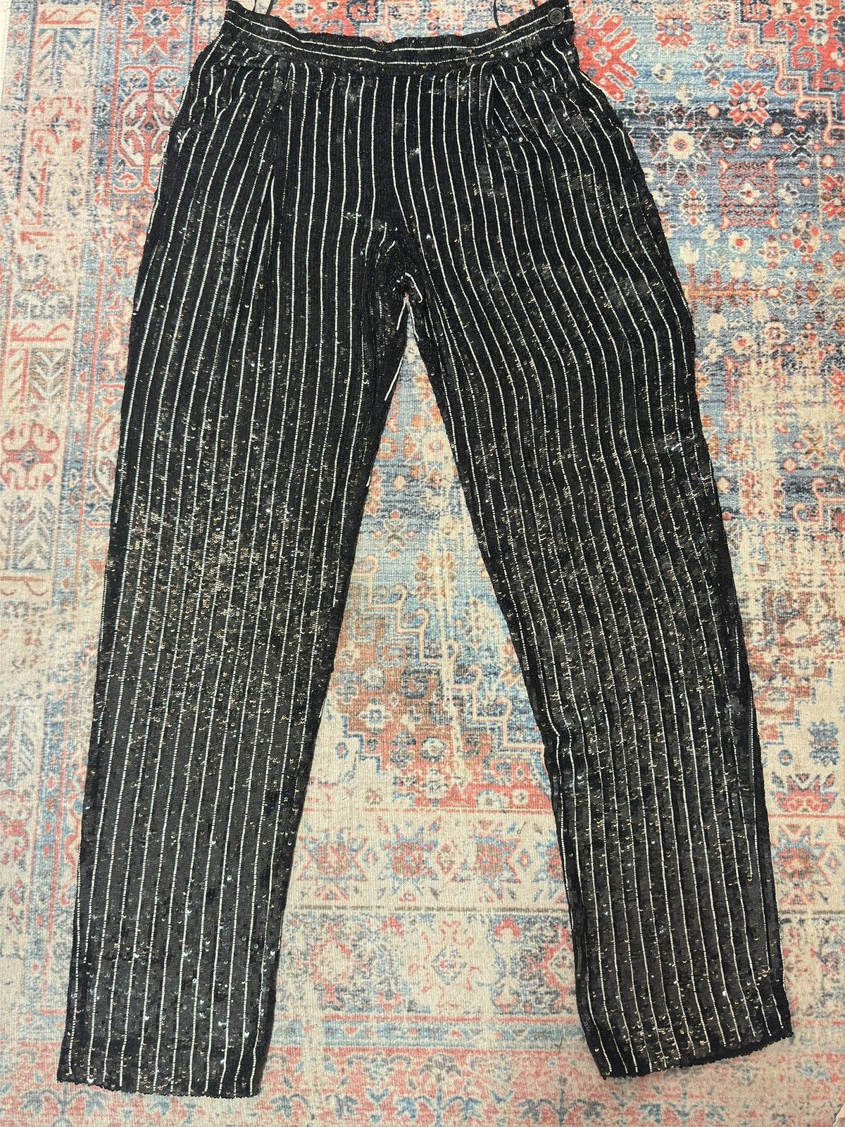 ASHISH Ashish Black Strips pleated Sequins Pants Unisex size M Size 32" / US 10 / IT 46 - 2 Thumbnail