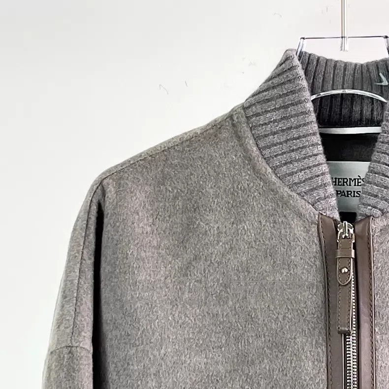 Hermes Hermes Gray leather-look short jacket Size XXS / US 00 / IT 34 - 4 Thumbnail