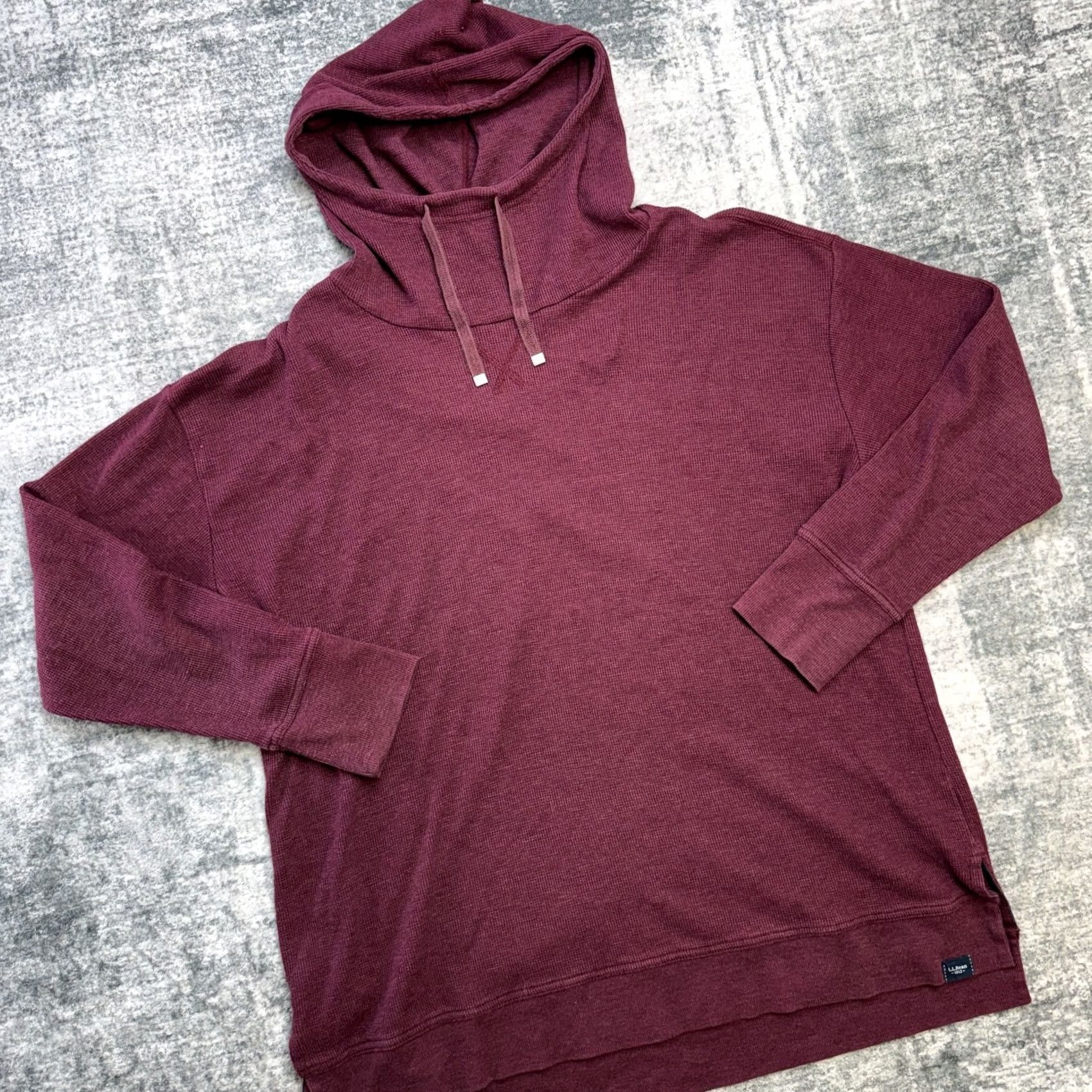 Vintage VINTAGE LL Bean Hoodie Womens XL Burgundy Waffle Knit Cowl Mock Neck Thermal Sweatshirt Size XL / US 12-14 / IT 48-50 - 2 Thumbnail