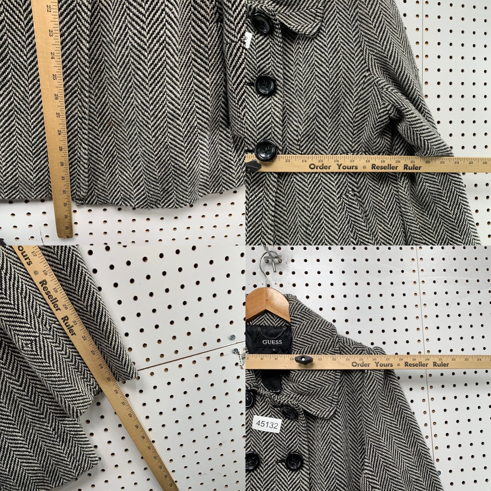 Guess VINTAGE GUESS Wool Tweed Coat Womens XL Gray Herringbone Double Breasted Y2K Coat Womens XL Gray Herringbone Size XL / US 12-14 / IT 48-50 - 8 Thumbnail