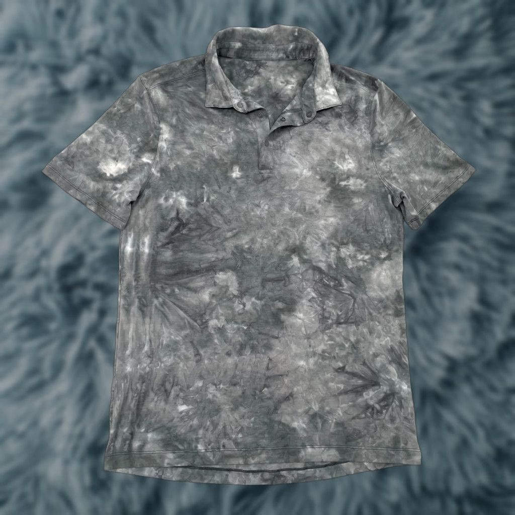Lululemon Lululemon Polo Shirt Adult Medium Gray Tie Dye Snap Button Golf Active Mens M Size US M / EU 48-50 / 2 - 1 Thumbnail