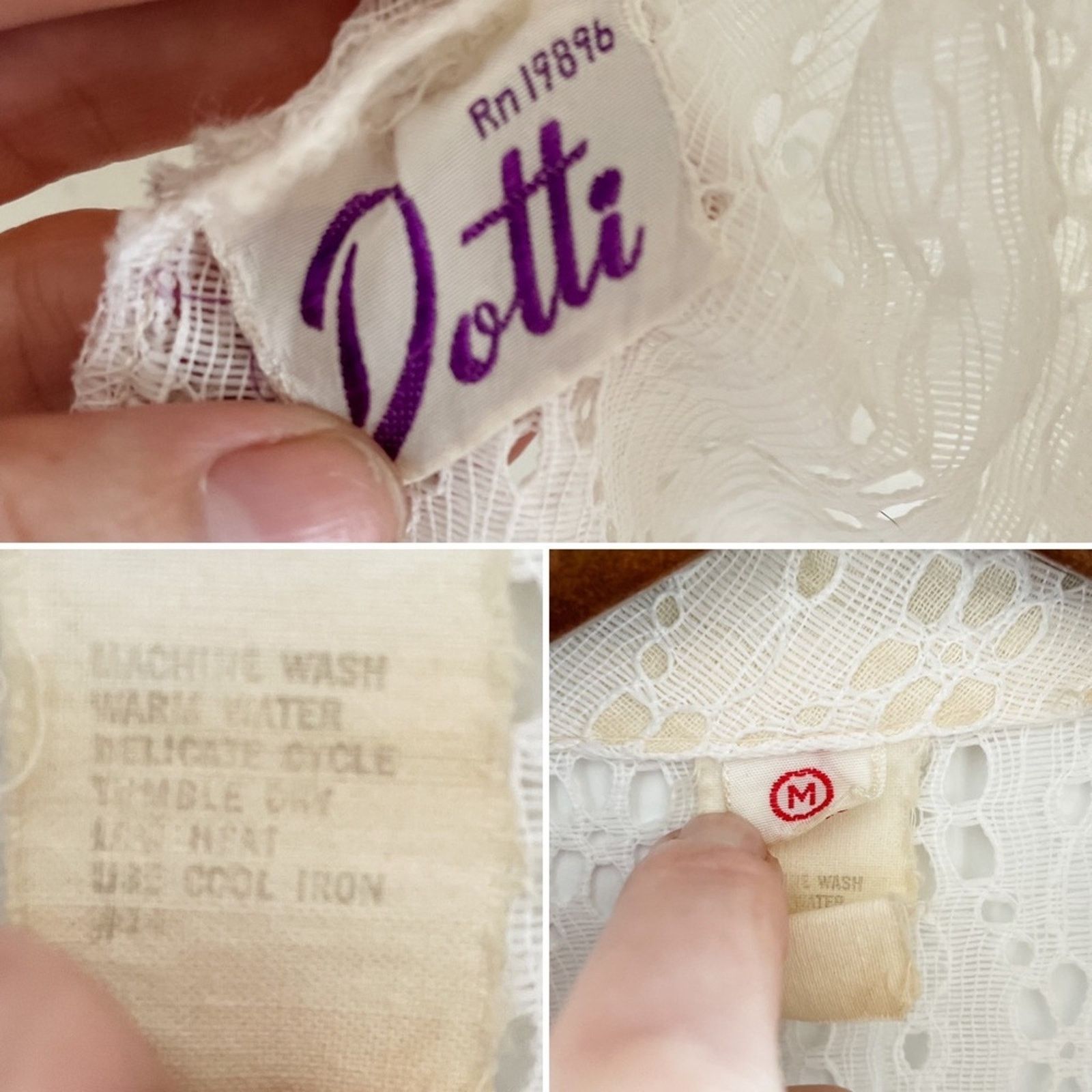 Vintage Vintage 70s Daisy lace ruffle hem wide collar blouse M Size M / US 6-8 / IT 42-44 - 9 Thumbnail