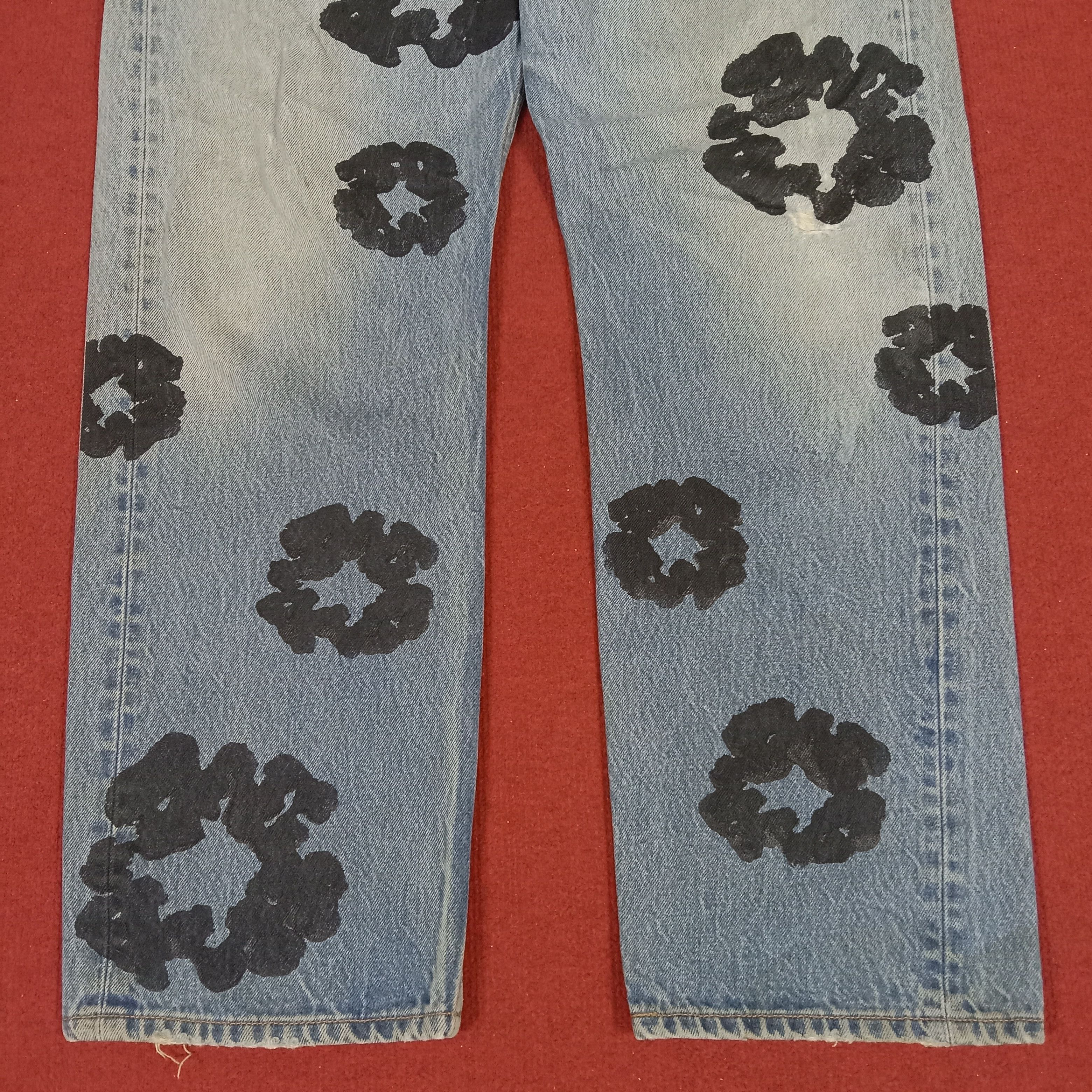 Levi's Levis Streetwear Style Custom Flowers Design Jeans Size US 37 - 3 Thumbnail