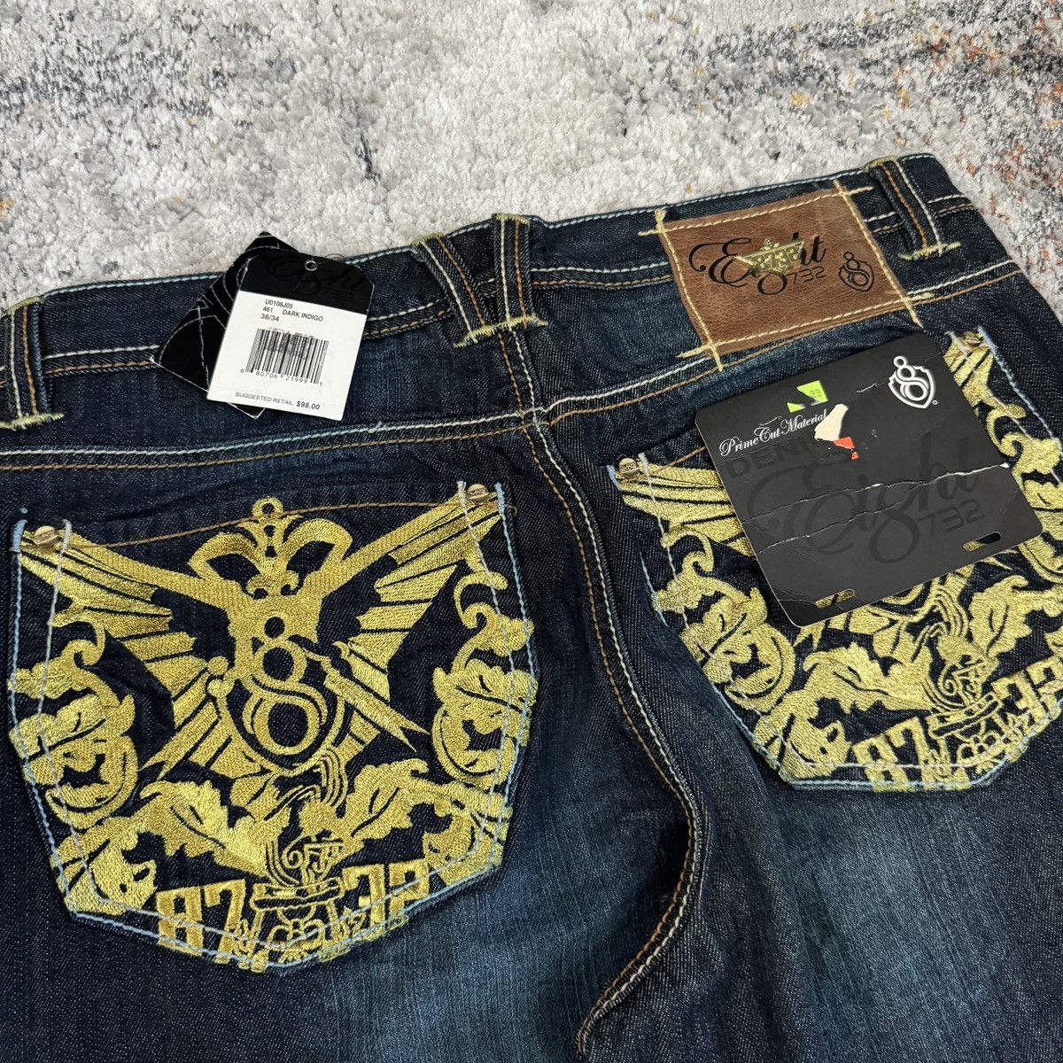JNCO × Japanese Brand × Vintage Crazy Vintage y2k 8732 embroidered baggy cybergoth jeans Size US 36 / EU 52 - 3 Thumbnail