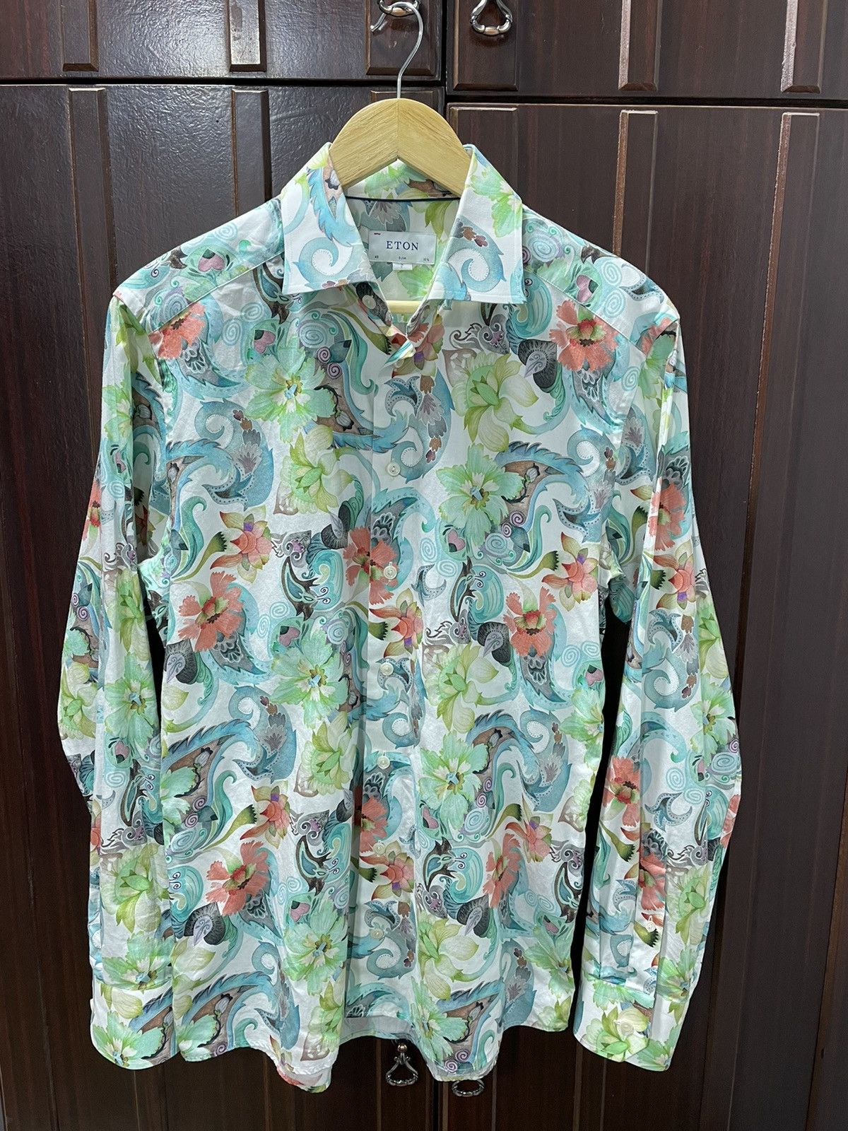 Pre-owned Eton Floral Flowers Full Print Luxury Shirt