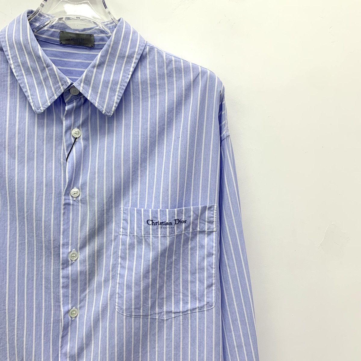 Dior Dior Blue Vertical Striped Cotton Long Sleeve Shirt K26WX Size US M / EU 48-50 / 2 - 3 Thumbnail