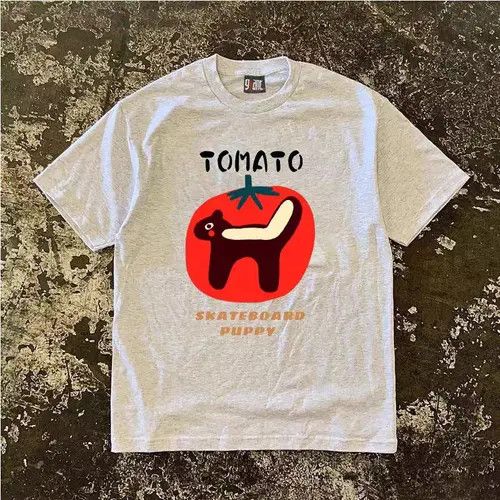 VIBE Grey retro squirrel tomato print cotton t-shirt Size US M / EU 48-50 / 2 - 5 Thumbnail