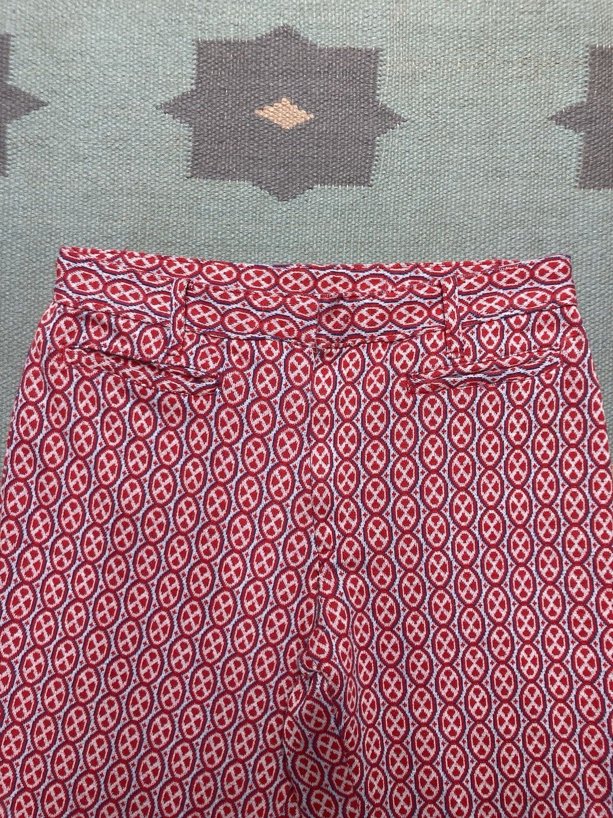 Vintage 70s flare leg bell bottom pants psychedelic knit 28x28 Size 28" / US 6 / IT 42 - 5 Thumbnail