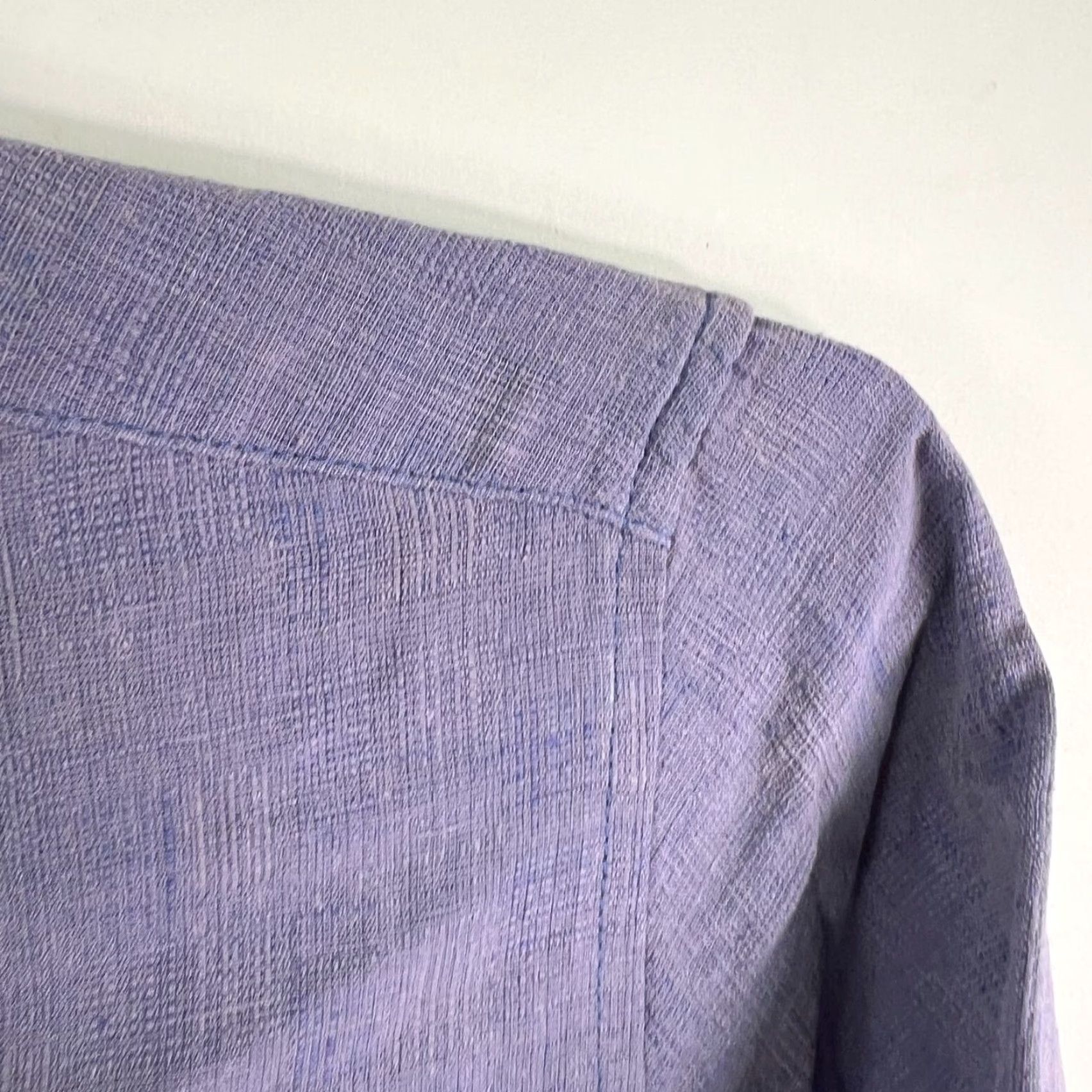Vintage Margaritaville Button-Up Shirt Mens XL Blue Short Sleeve Silk Linen Blend Collared Button-Backed Solid Pattern Beach Tropical 50 in Chest Regular Fit Size US XL / EU 56 / 4 - 2 Thumbnail
