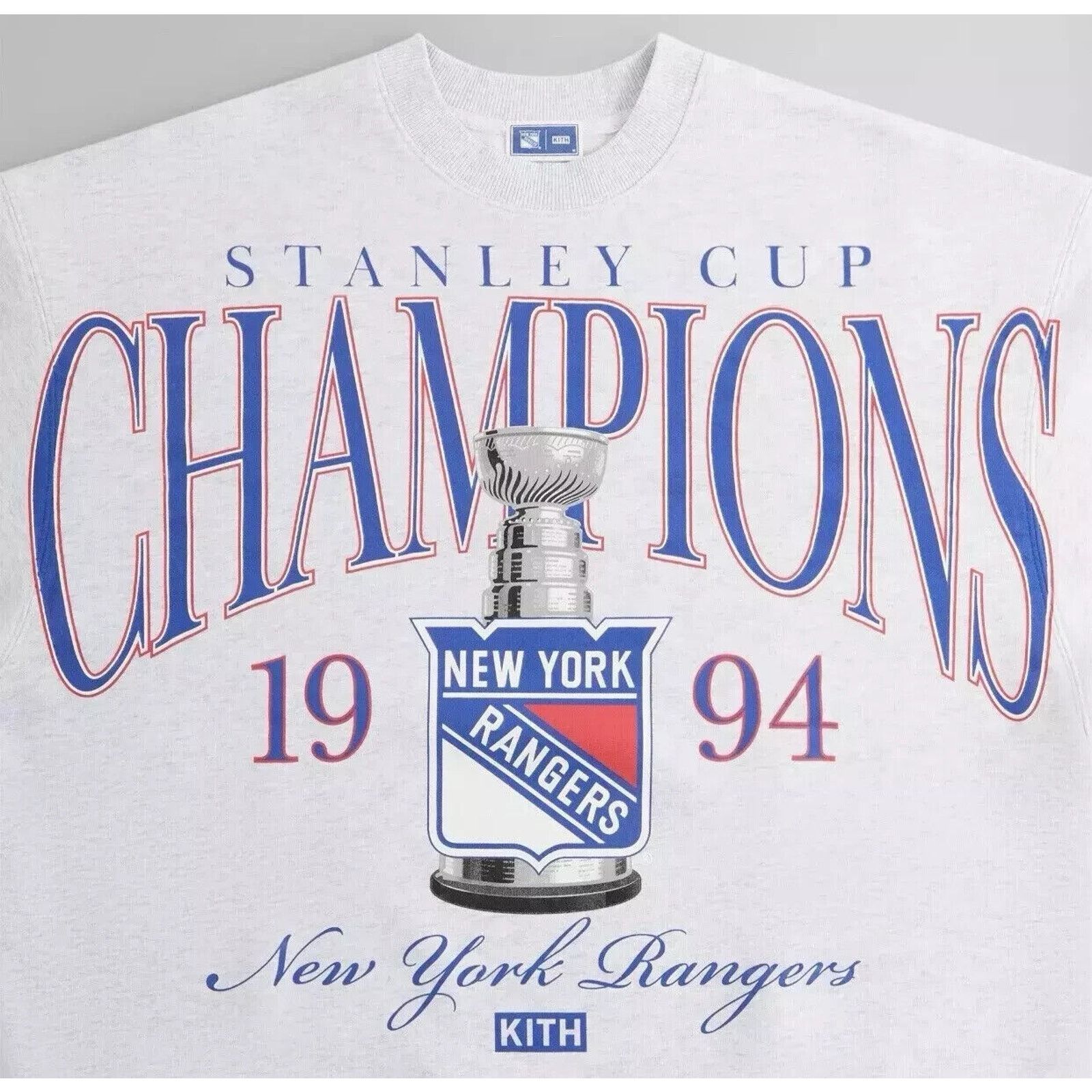 KITH THE NEW YORK RANGERS CHAMPIONS CREWNECK HEATHER GREY XL