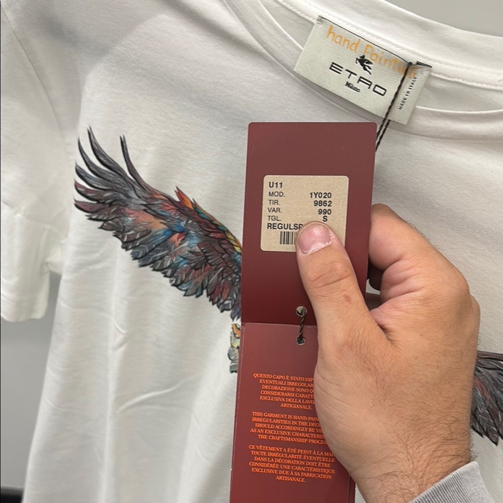 Etro NWT Etro White Tee with Multicolor Eagle Graphic Men's XL Size US XL / EU 56 / 4 - 9 Thumbnail