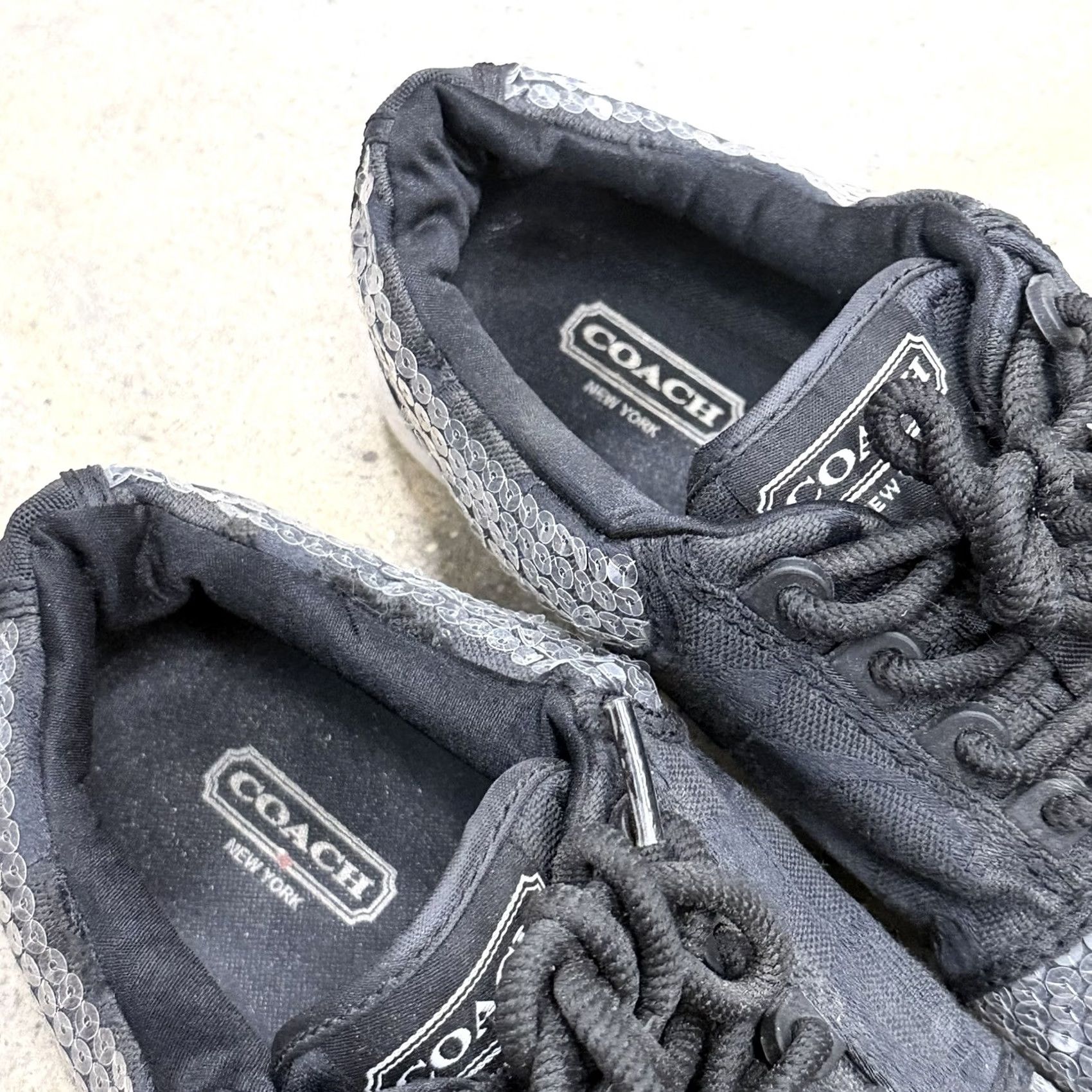 Coach COACH Karine Signature C Sneakers Black With Sequin Size 8 M Womens Sneaker Walking Casual Shoes Signature C Logo Small Details M Womens Size US 6 / IT 36 - 5 Thumbnail