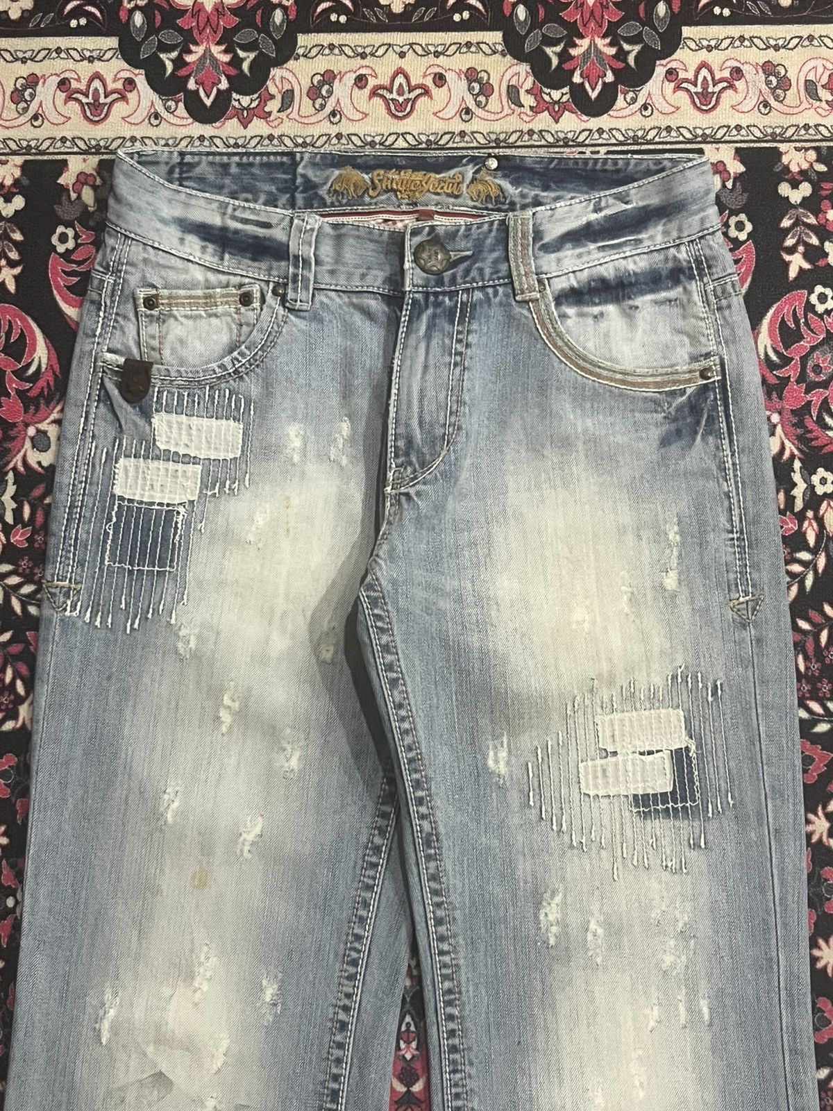 Japanese Brand Japanese Brand Shame Jeans Sashiko Patch Stitch Light Denim Size US 30 / EU 46 - 4 Thumbnail