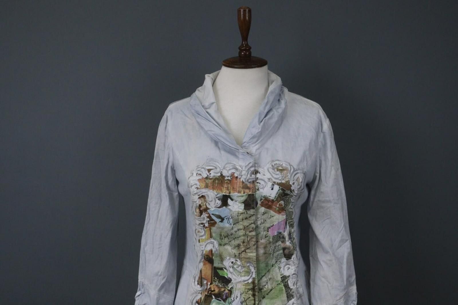 Bottega Veneta Bottega Blue Cotton Graphic Print Lace Up Blouse Top Size S Size S / US 4 / IT 40 - 2 Thumbnail