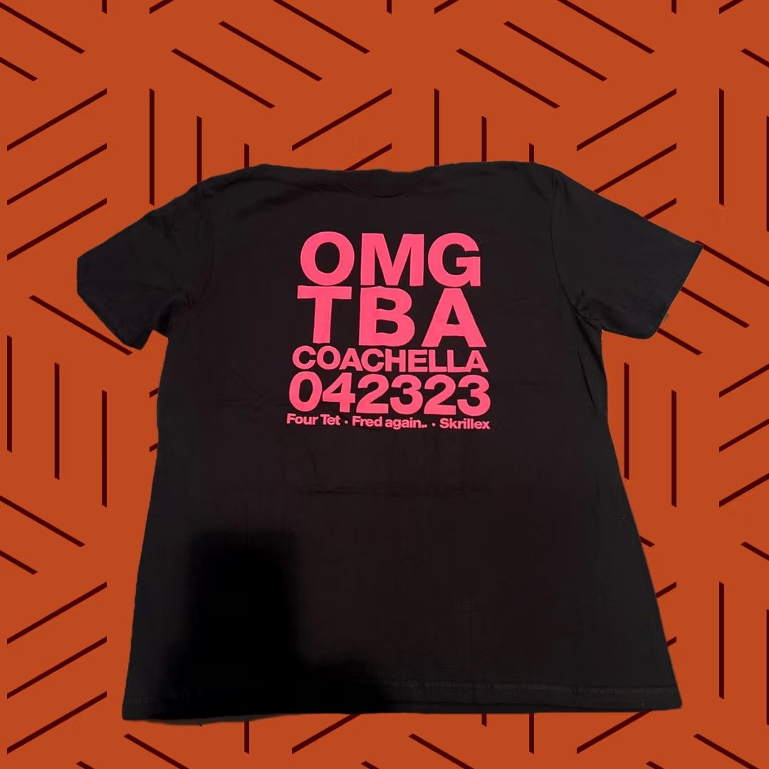 Gildan Rare FRED AGAIN OMG TBA COACHELLA 042323 2023 Four Tet Skrillex Gildan Shirt LARGE Black Crew Neck Short Sleeve Unisex Adults Music Rock Band New Size US L / EU 52-54 / 3 - 1 Thumbnail