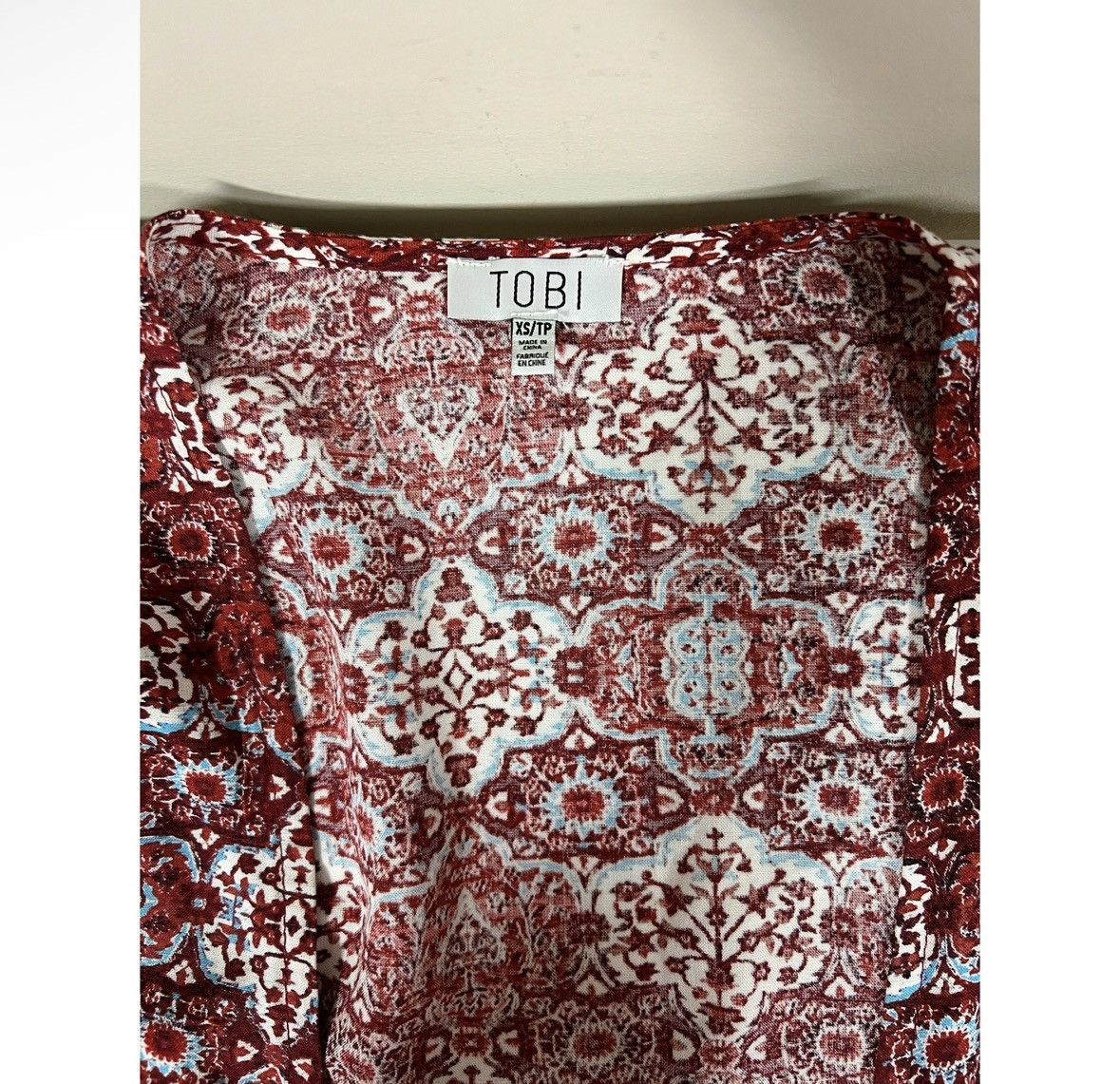 Tobias Wistisen Tobi Red Paisley Print Boho Bohemian Shrug Cardigan Top XS♥️✨ Size XS / US 0-2 / IT 36-38 - 3 Thumbnail