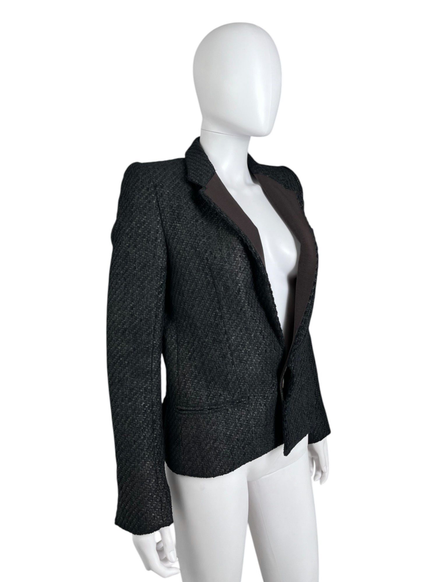 Haider Ackermann 2000's Carbon Tweed Black Jacket Size XS / US 0-2 / IT 36-38 - 2 Thumbnail