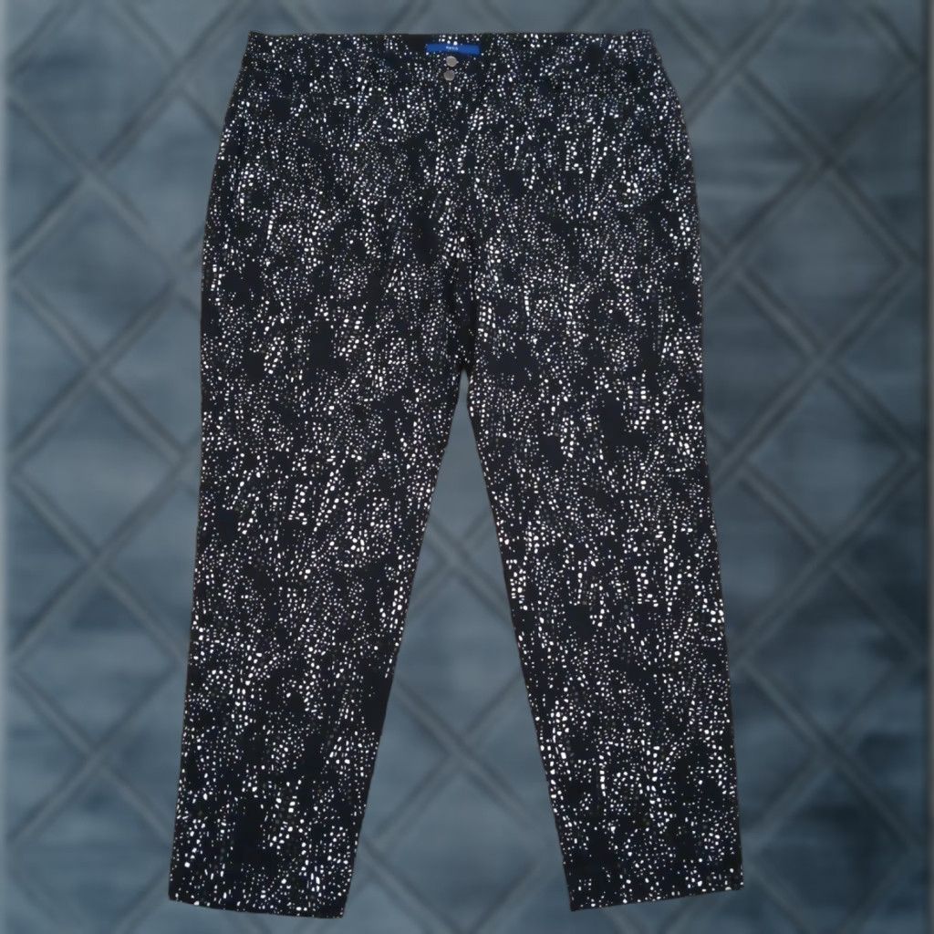 Apt. 9 Apt 9 Pants Womens 16 Black Geometric Straight Leg Cotton Blend Ankle Size 16 Regular Inseam 27 Womens Size 38" / US 16 / IT 52 - 1 Thumbnail