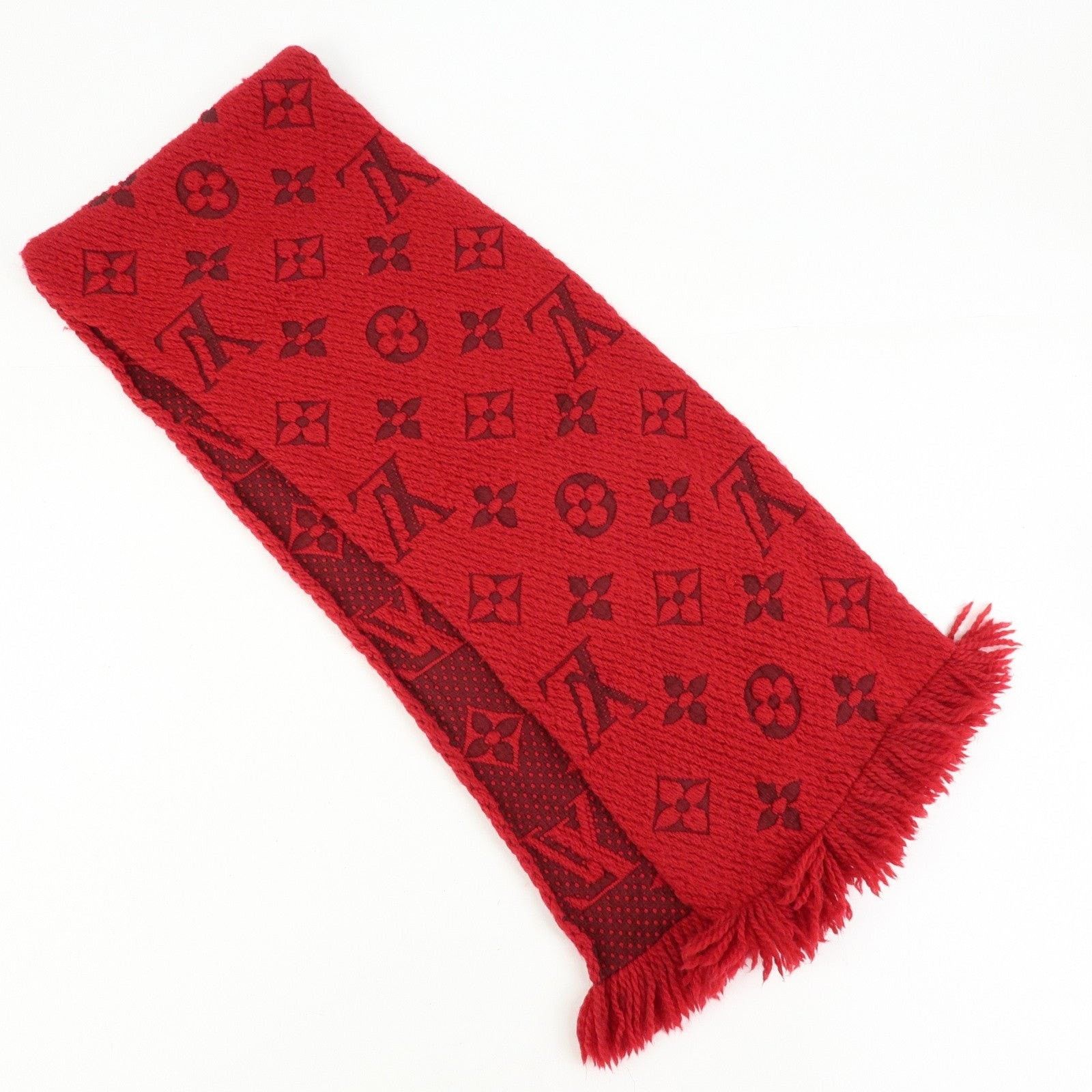 Louis Vuitton Louis Vuitton Logomania Wool Silk Scarf Red Size ONE SIZE - 2 Thumbnail