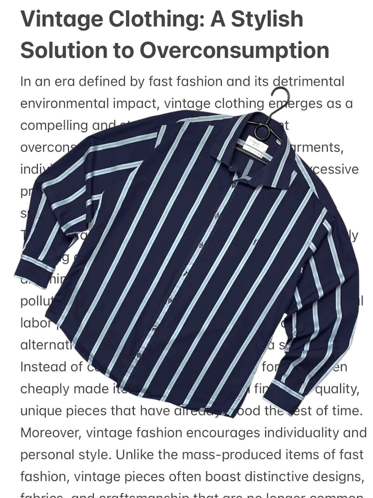 Yves Saint Laurent Vintage Yves Saint Laurent shirt navy YSL logo L striped Size US L / EU 52-54 / 3 - 1 Thumbnail