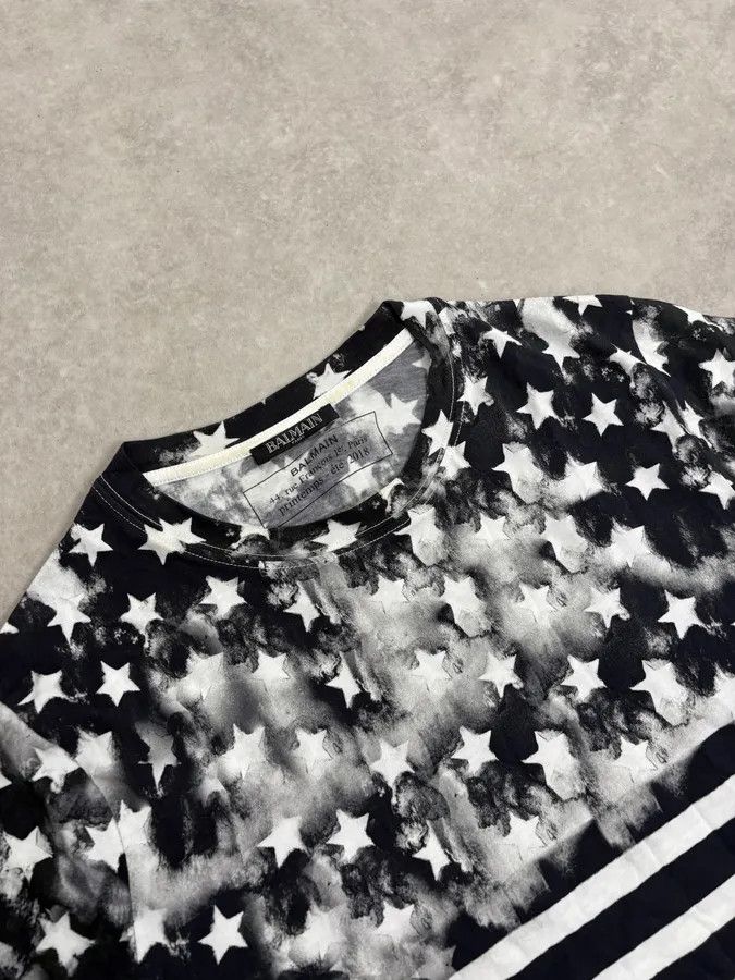 Balmain SS2018 Balmain Black White Star T-Shirt Size US S / EU 44-46 / 1 - 5 Thumbnail