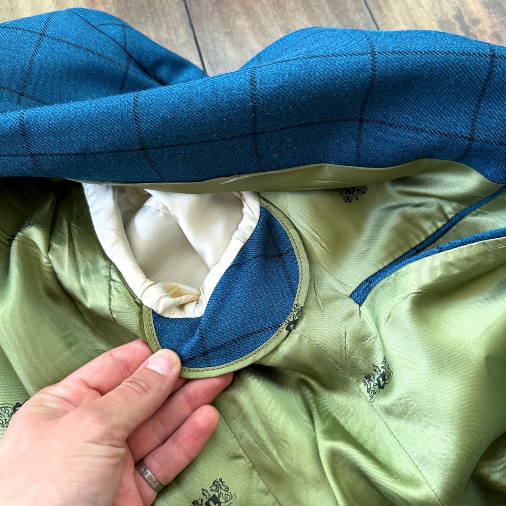 Vintage VINTAGE 1970s Blue Wool Suit Jacket Sportcoat 42 Regular Rockabilly Mens Size 42R - 7 Thumbnail