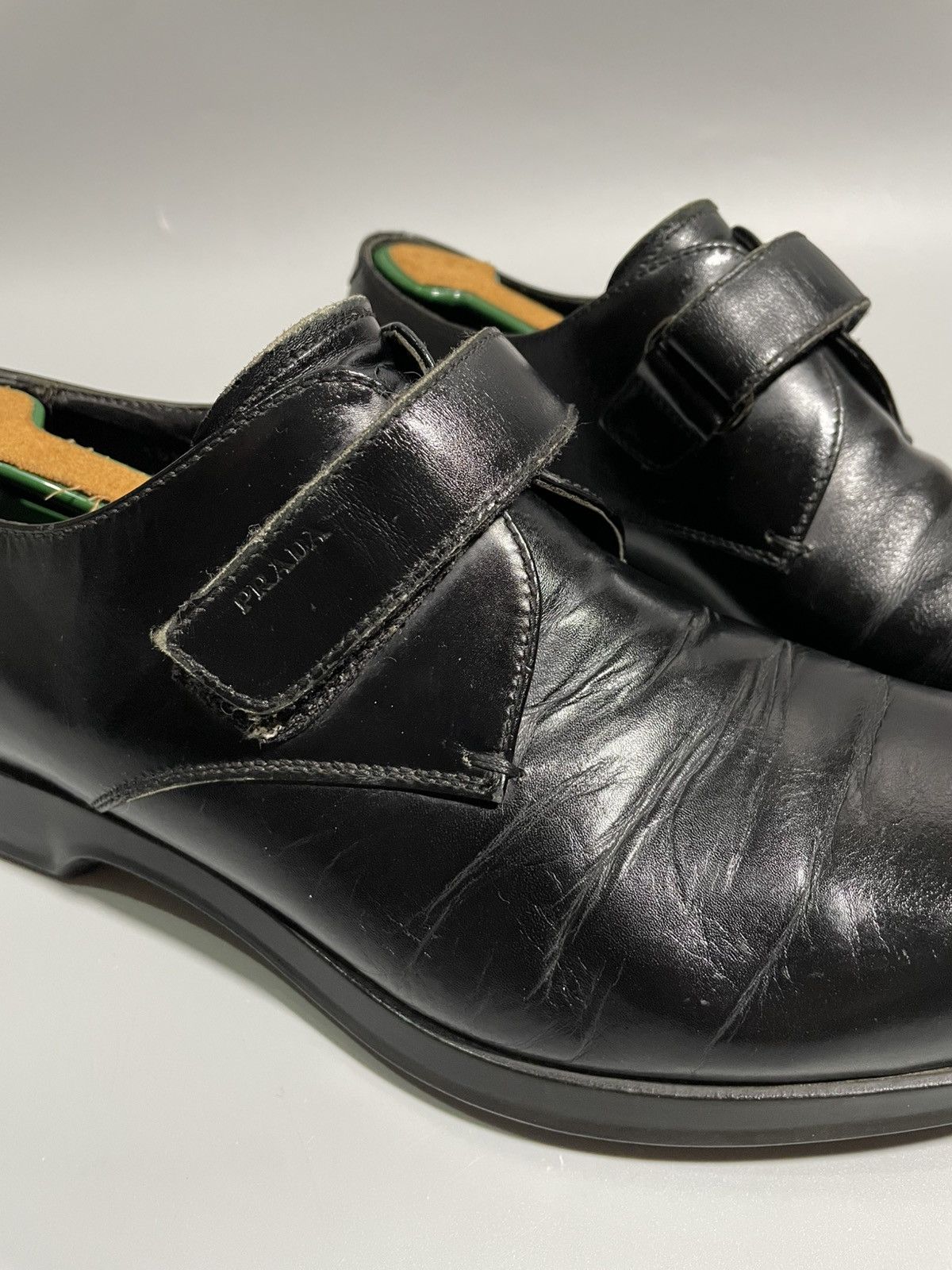 Prada Prada Black Leather Velcro Strap Derby Shoes Size US 6.5 / EU 39-40 - 4 Thumbnail
