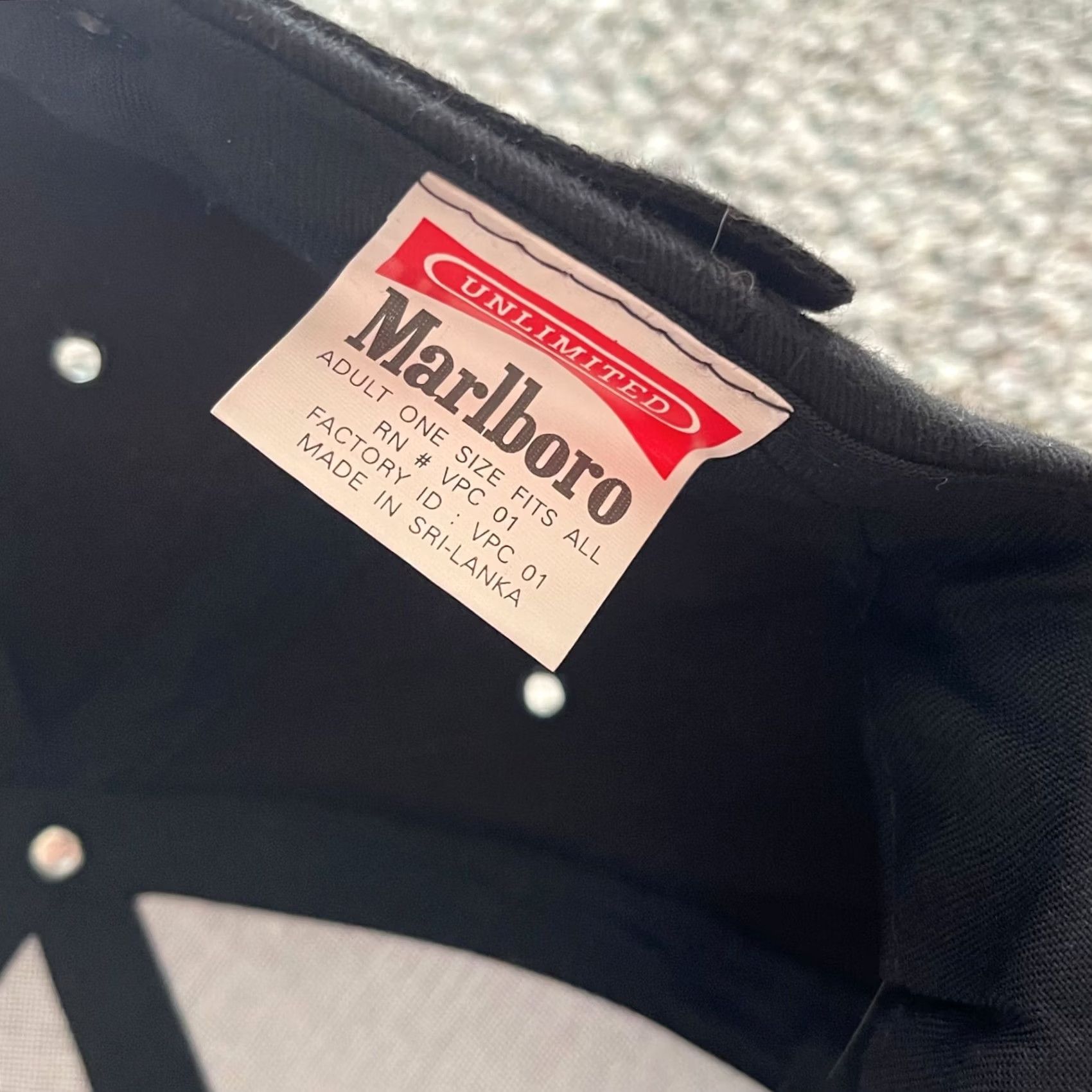 Marlboro VINTAGE Marlboro Hat Black Tobacco Cigarette Railroad Strapback Cap NWT Adjustable Snapback Unisex Adults 80s 90s Size ONE SIZE - 8 Thumbnail